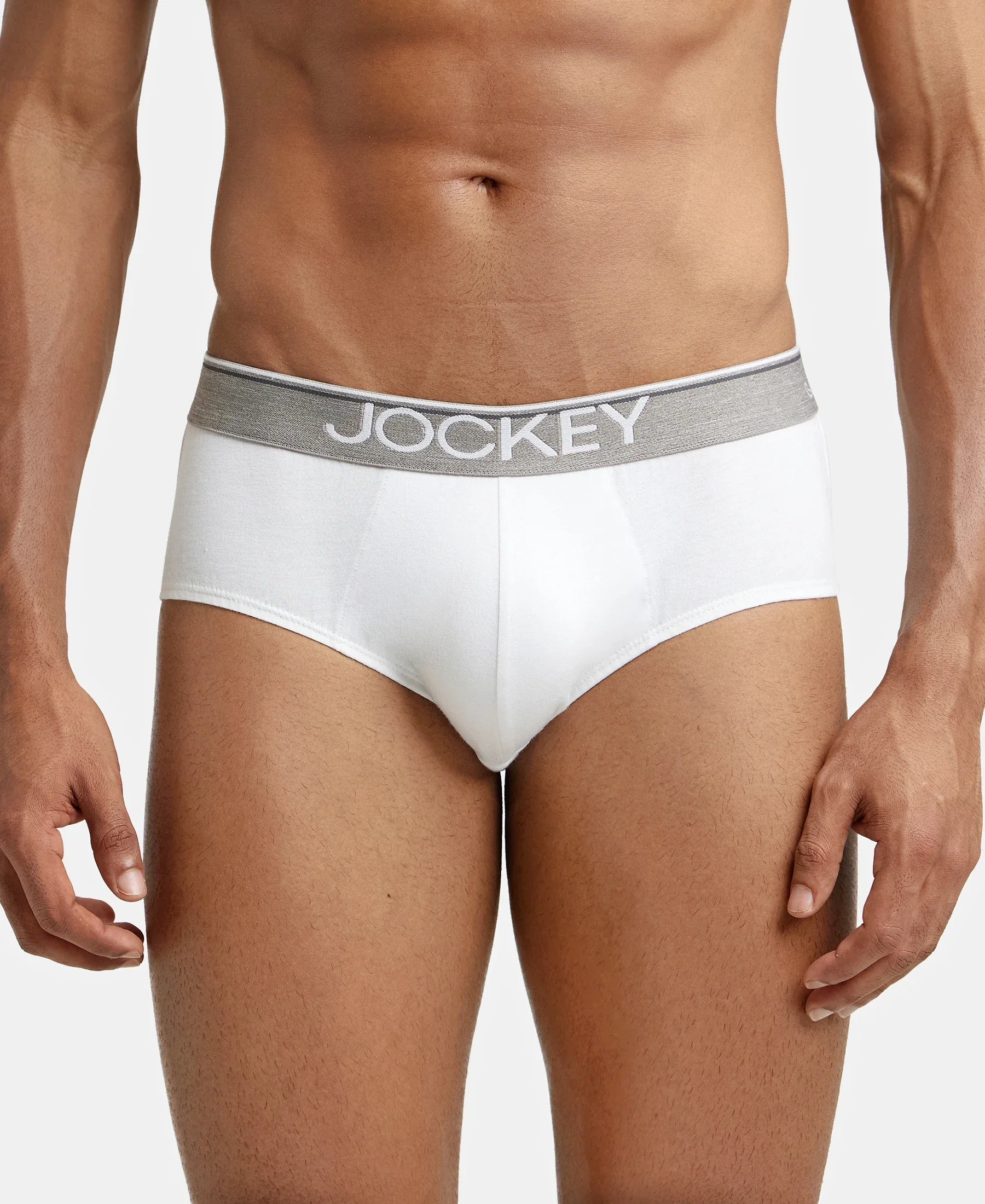 Super Combed Cotton Solid Brief with Ultrasoft Waistband - White (Pack of 2) - Image 7