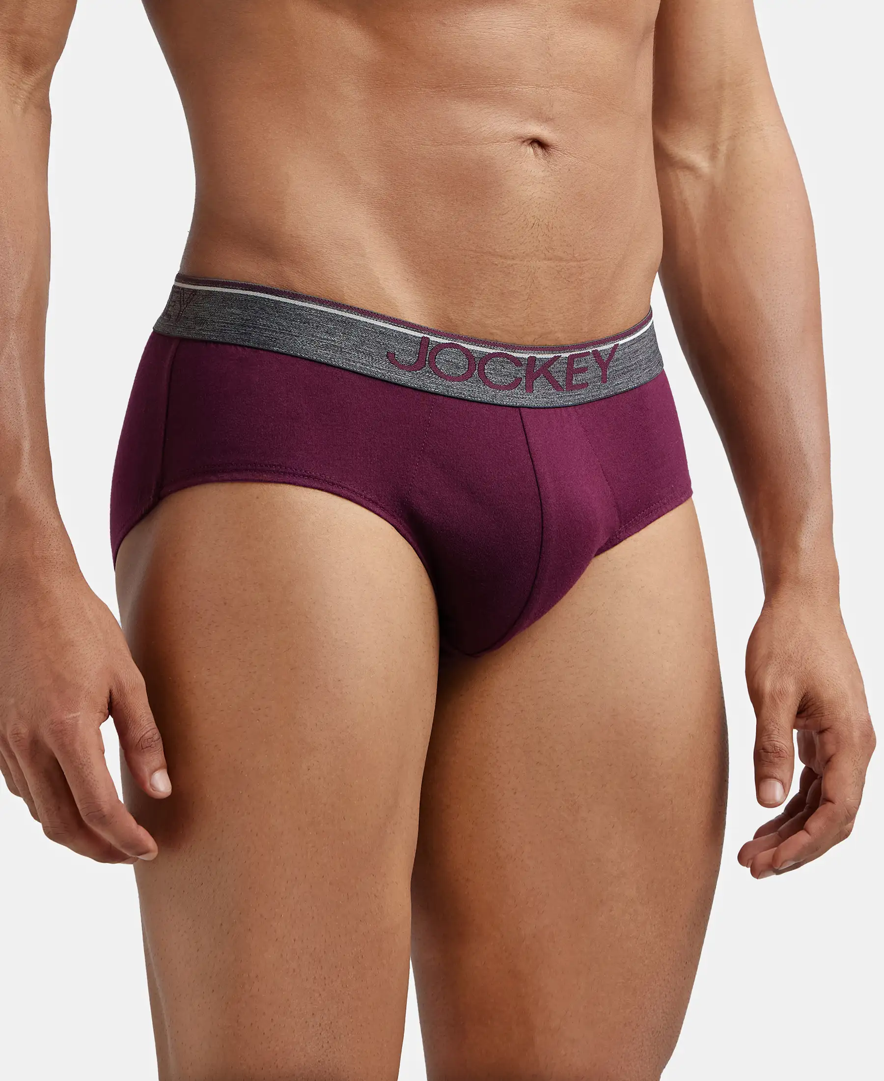 Super Combed Cotton Solid Brief with Ultrasoft Waistband - Wine Tasting (Pack of 2) - Image 2