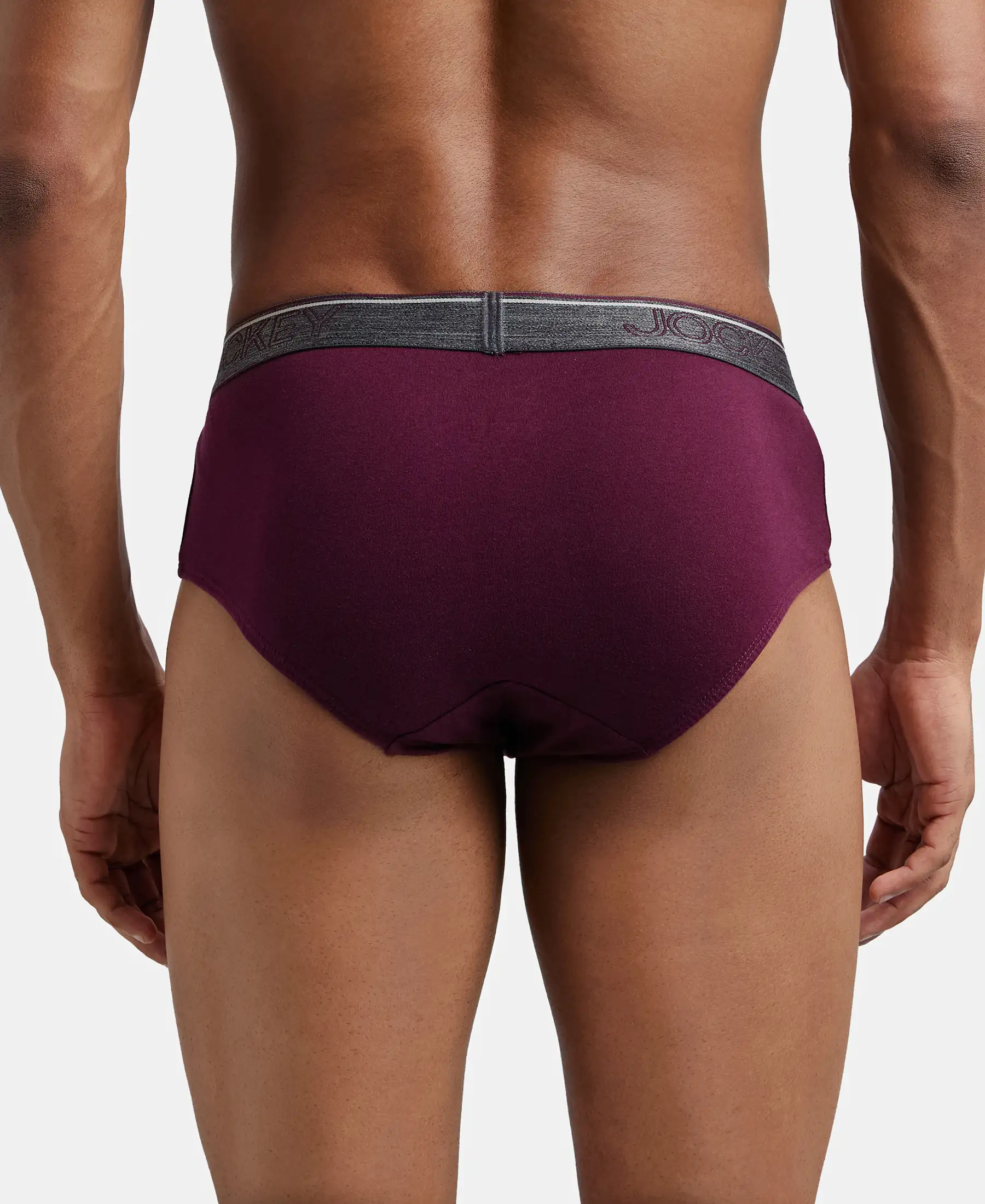 Super Combed Cotton Solid Brief with Ultrasoft Waistband - Wine Tasting (Pack of 2) - Image 3