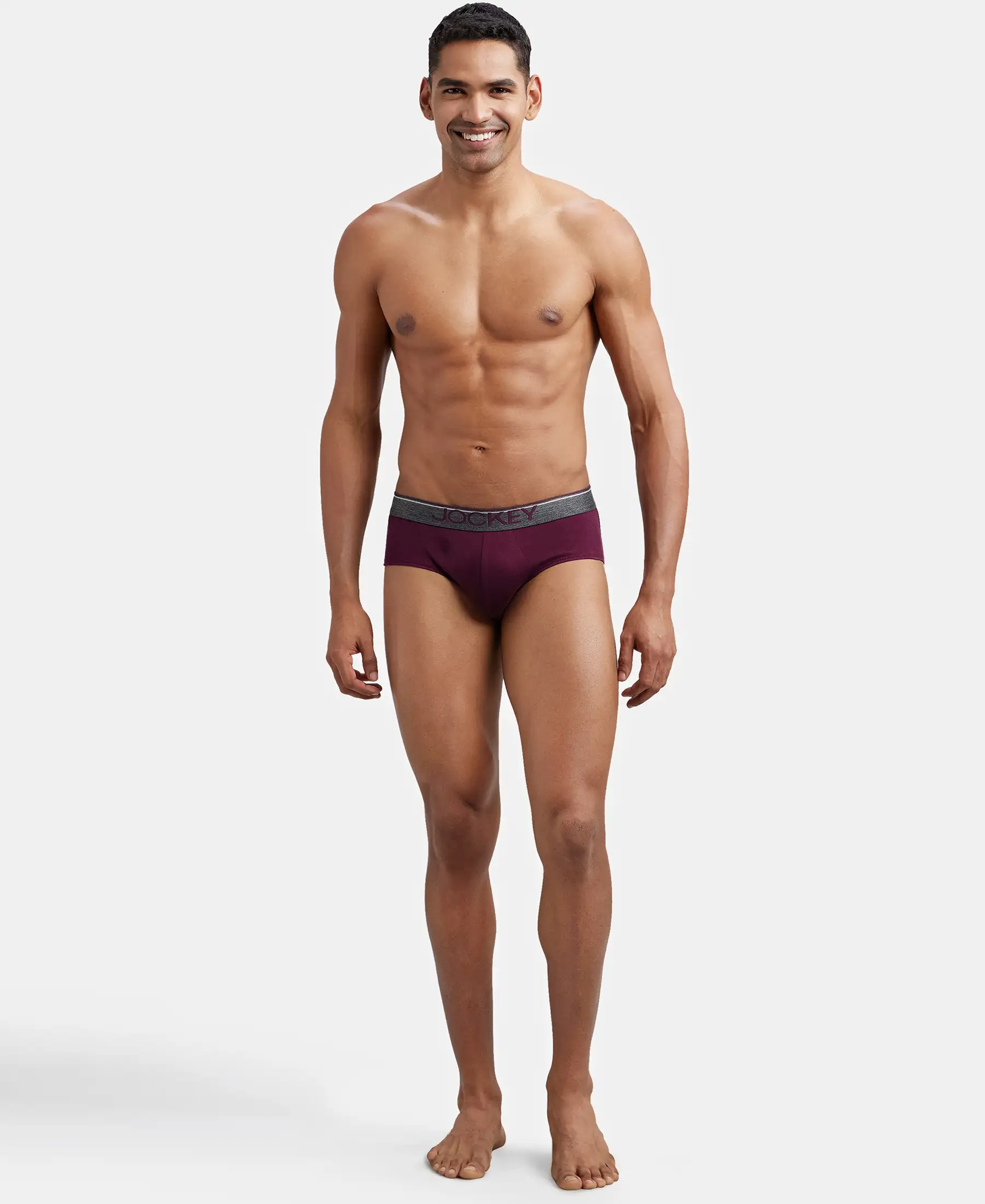 Super Combed Cotton Solid Brief with Ultrasoft Waistband - Wine Tasting (Pack of 2) - Image 4