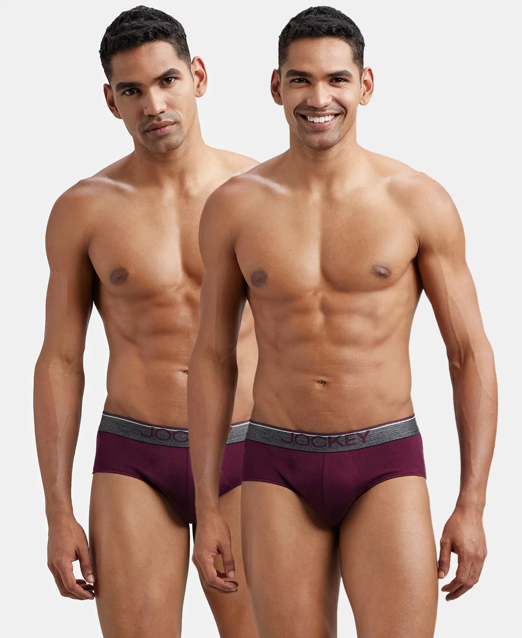 Super Combed Cotton Solid Brief with Ultrasoft Waistband - Wine Tasting (Pack of 2) - Image 5