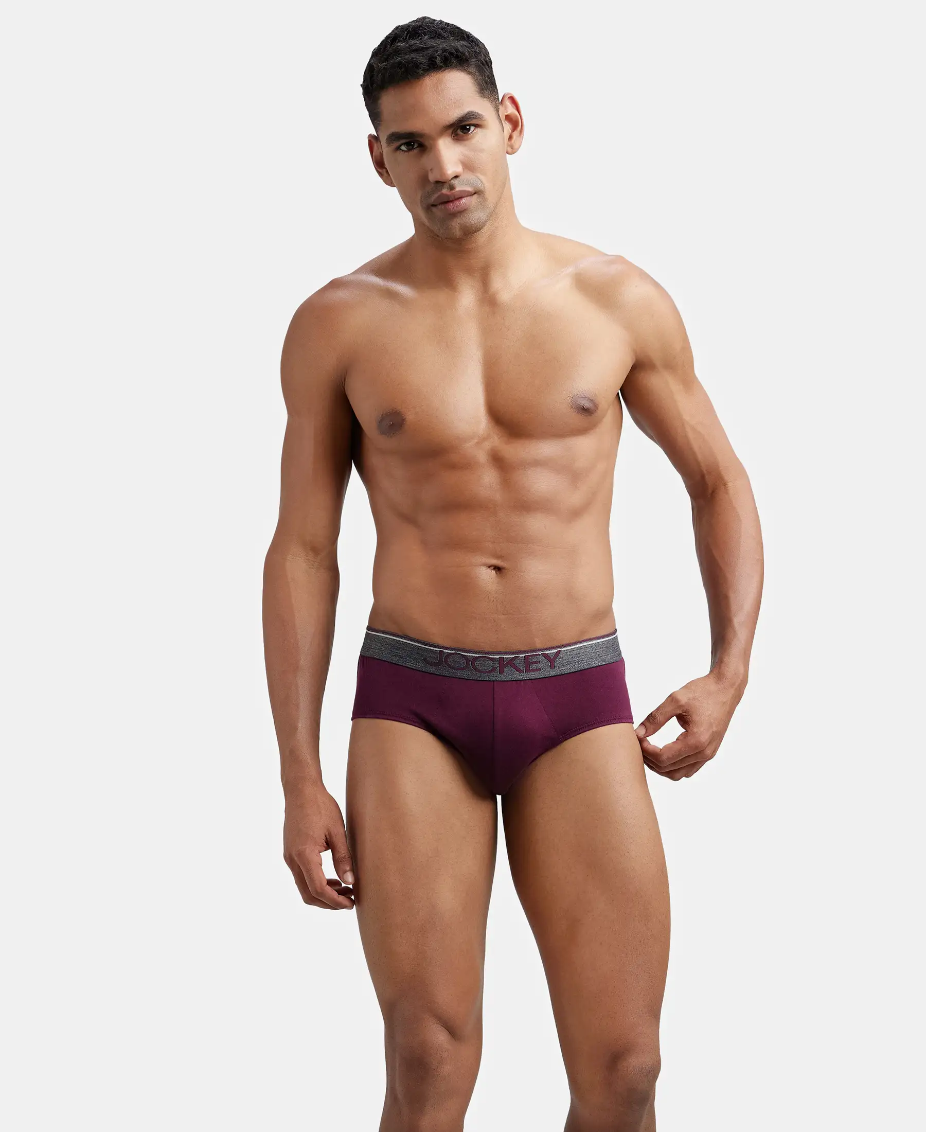 Super Combed Cotton Solid Brief with Ultrasoft Waistband - Wine Tasting (Pack of 2) - Image 8