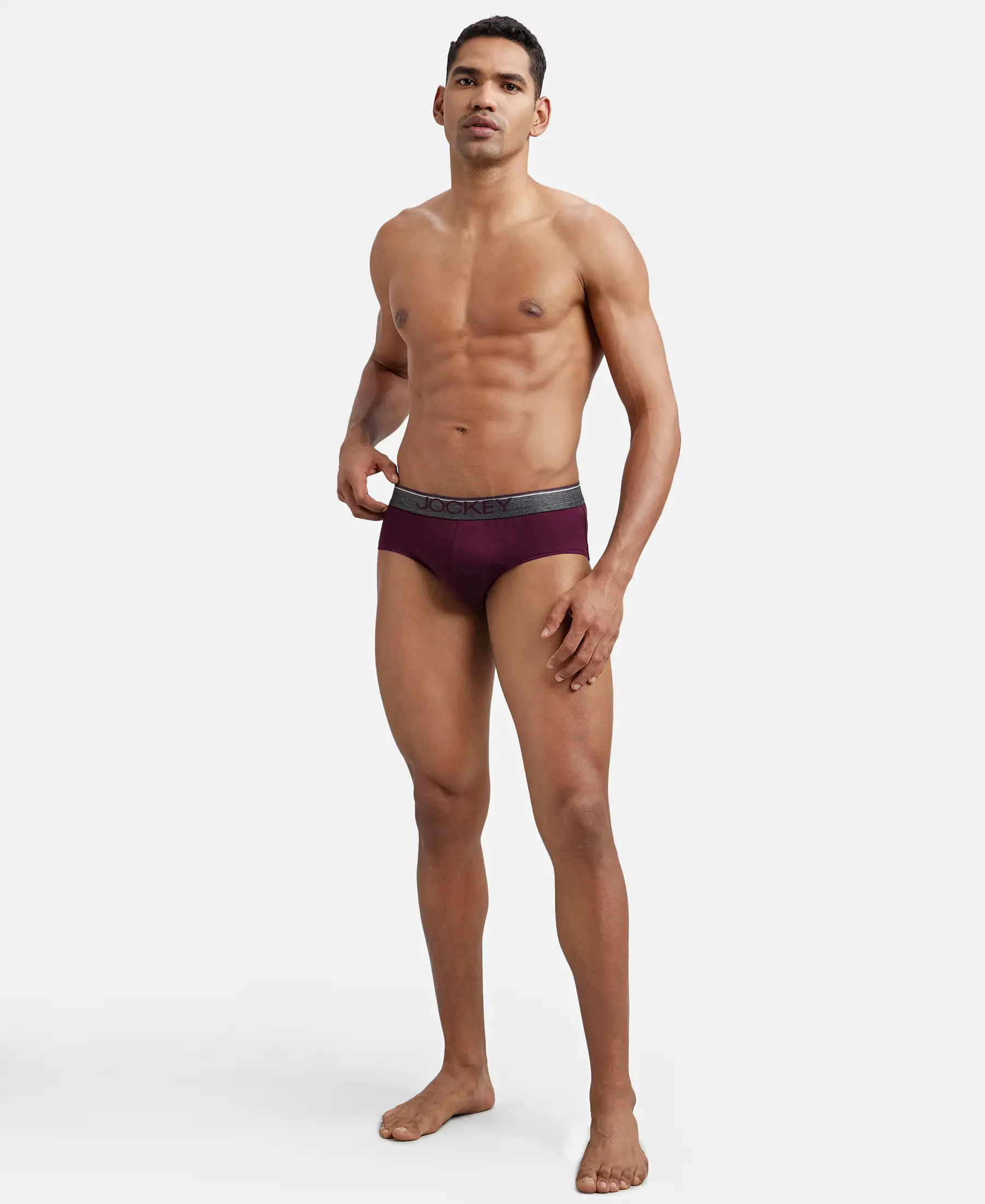 Super Combed Cotton Solid Brief with Ultrasoft Waistband - Wine Tasting (Pack of 2) - Image 9
