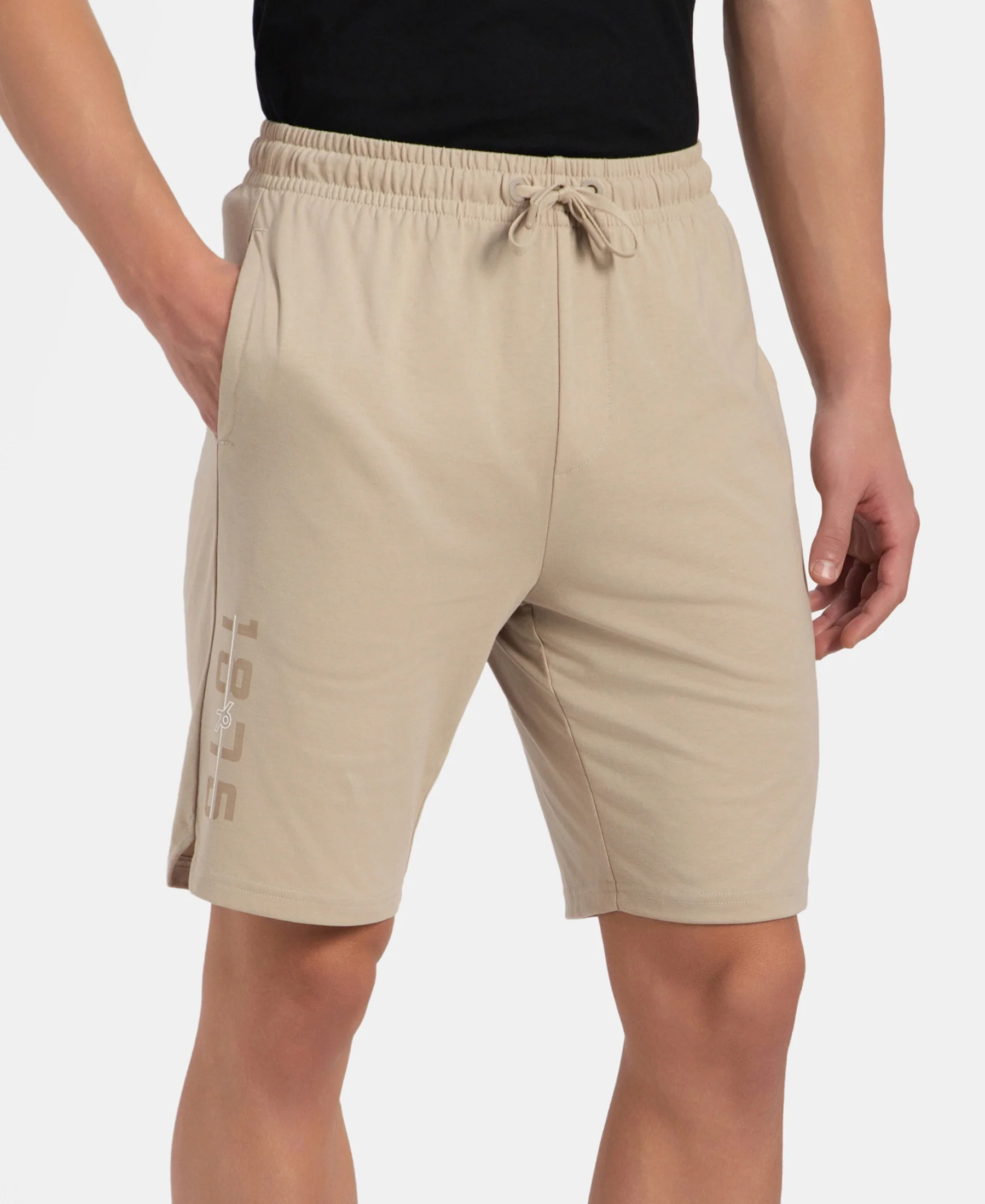 Super Combed Cotton Rich Straight Fit Shorts with Side Pockets - Pure Cashmere - Image 2