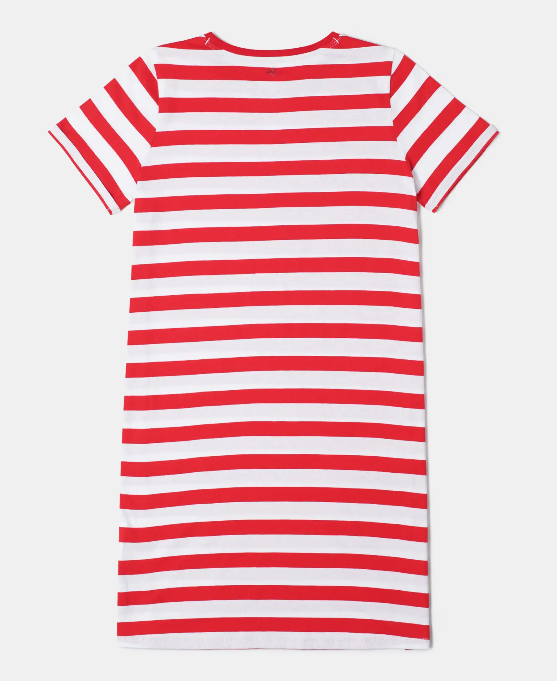 Girl's Super Combed Cotton Striped Dress - Rio Red - Image 2
