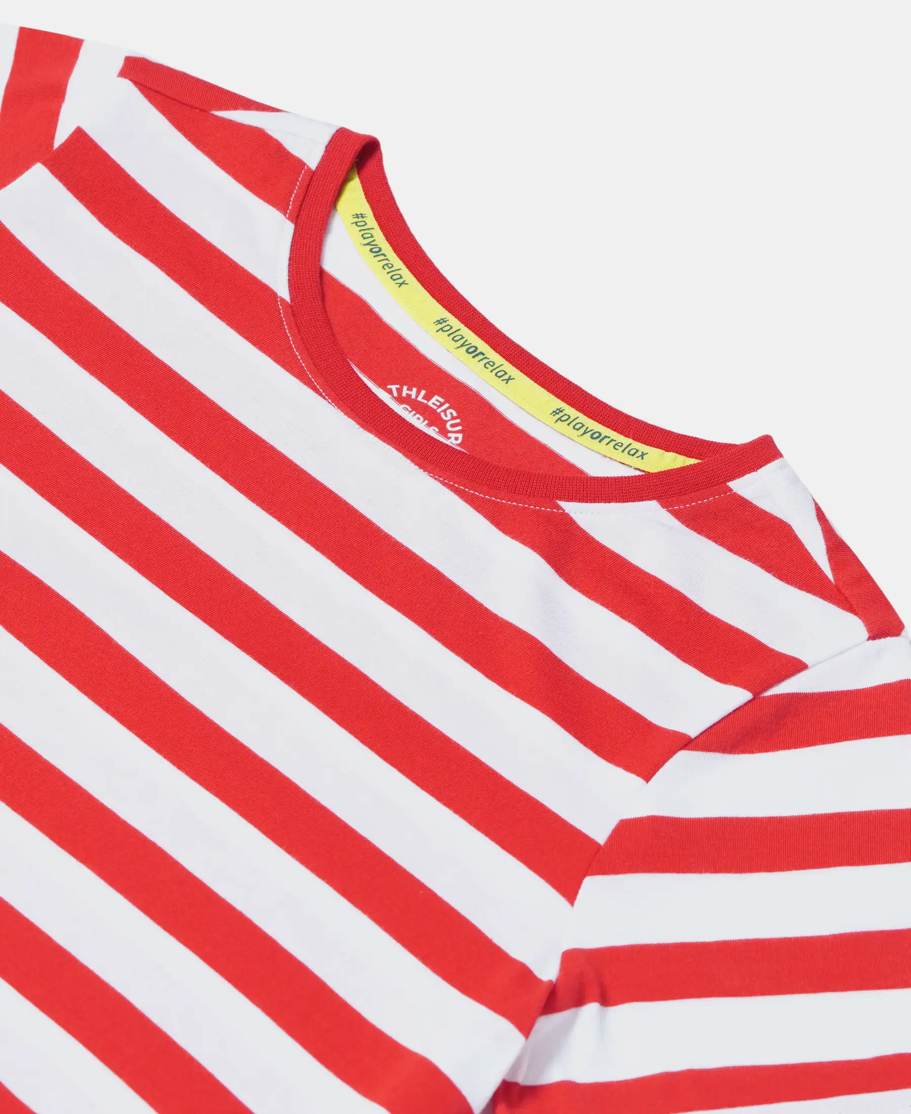 Girl's Super Combed Cotton Striped Dress - Rio Red - Image 3