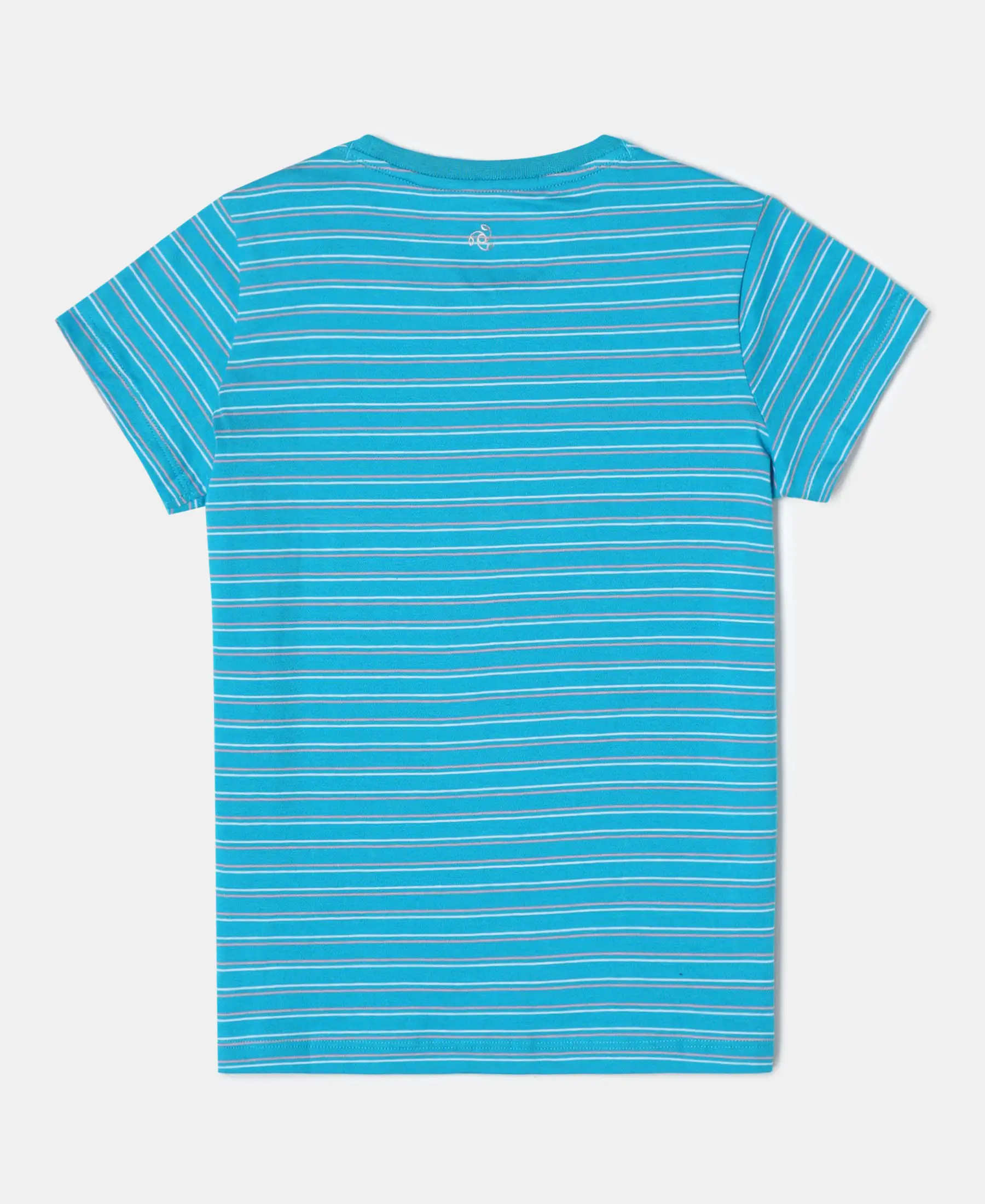 Girl's Super Combed Cotton Striped Short Sleeve T-Shirt - Sky Dive - Image 2