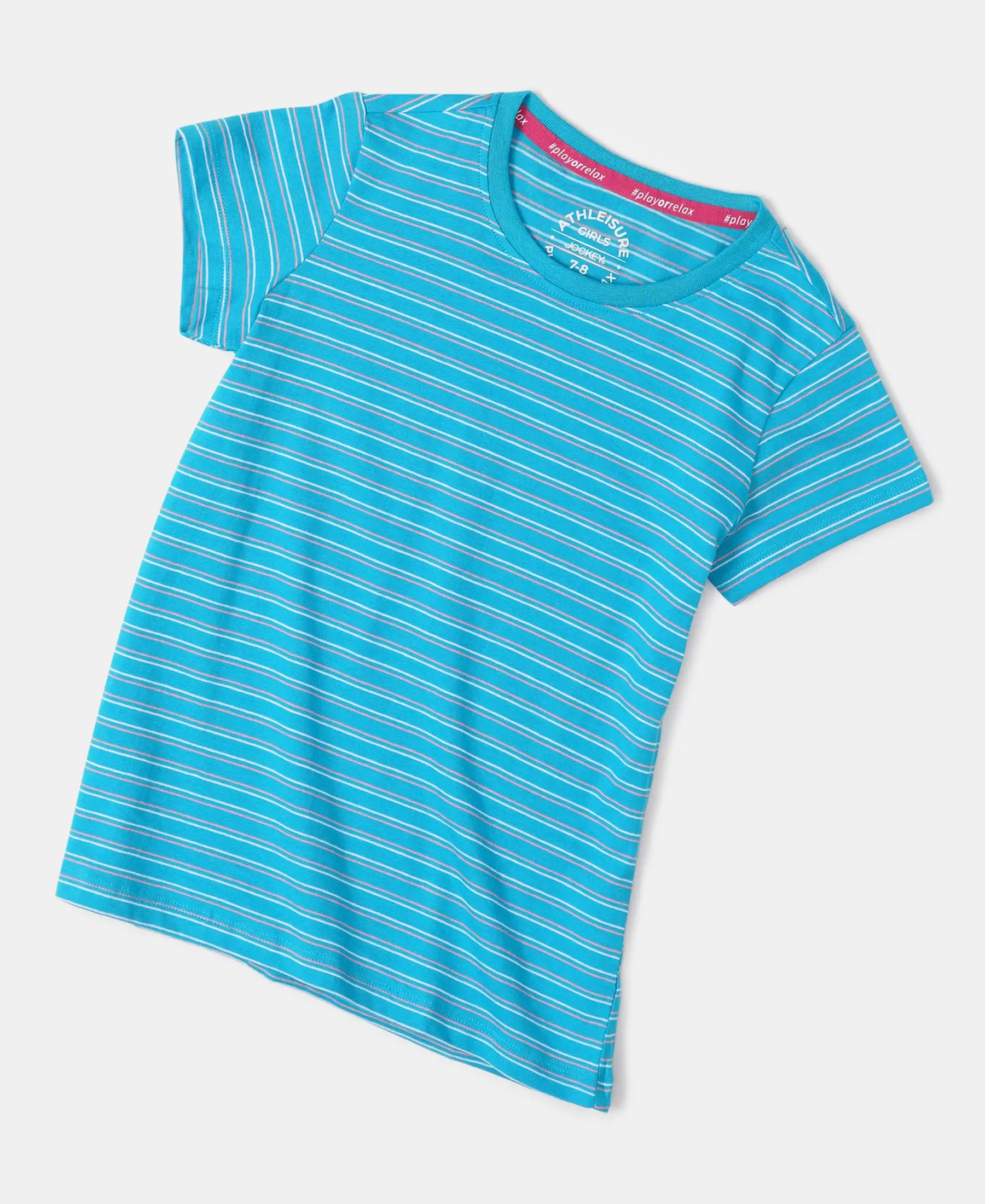 Girl's Super Combed Cotton Striped Short Sleeve T-Shirt - Sky Dive - Image 5