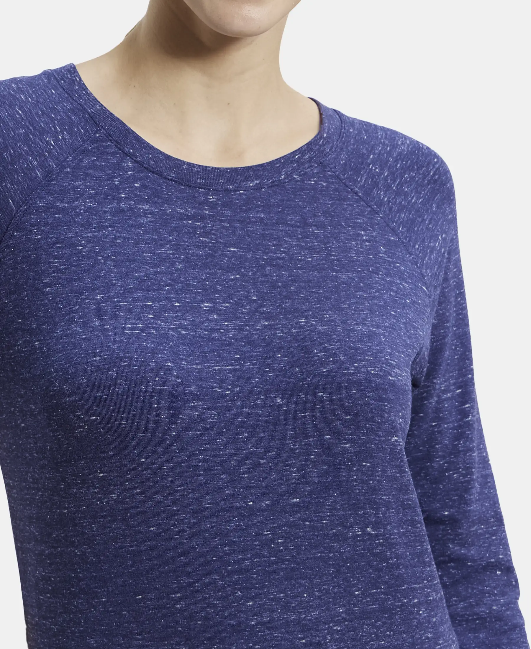 Super Combed Cotton Viscose Elastane Stretch Regular Fit Solid Round Neck Three Quarter Sleeve T-Shirt - Imperial Blue Snow Melange - Image 6