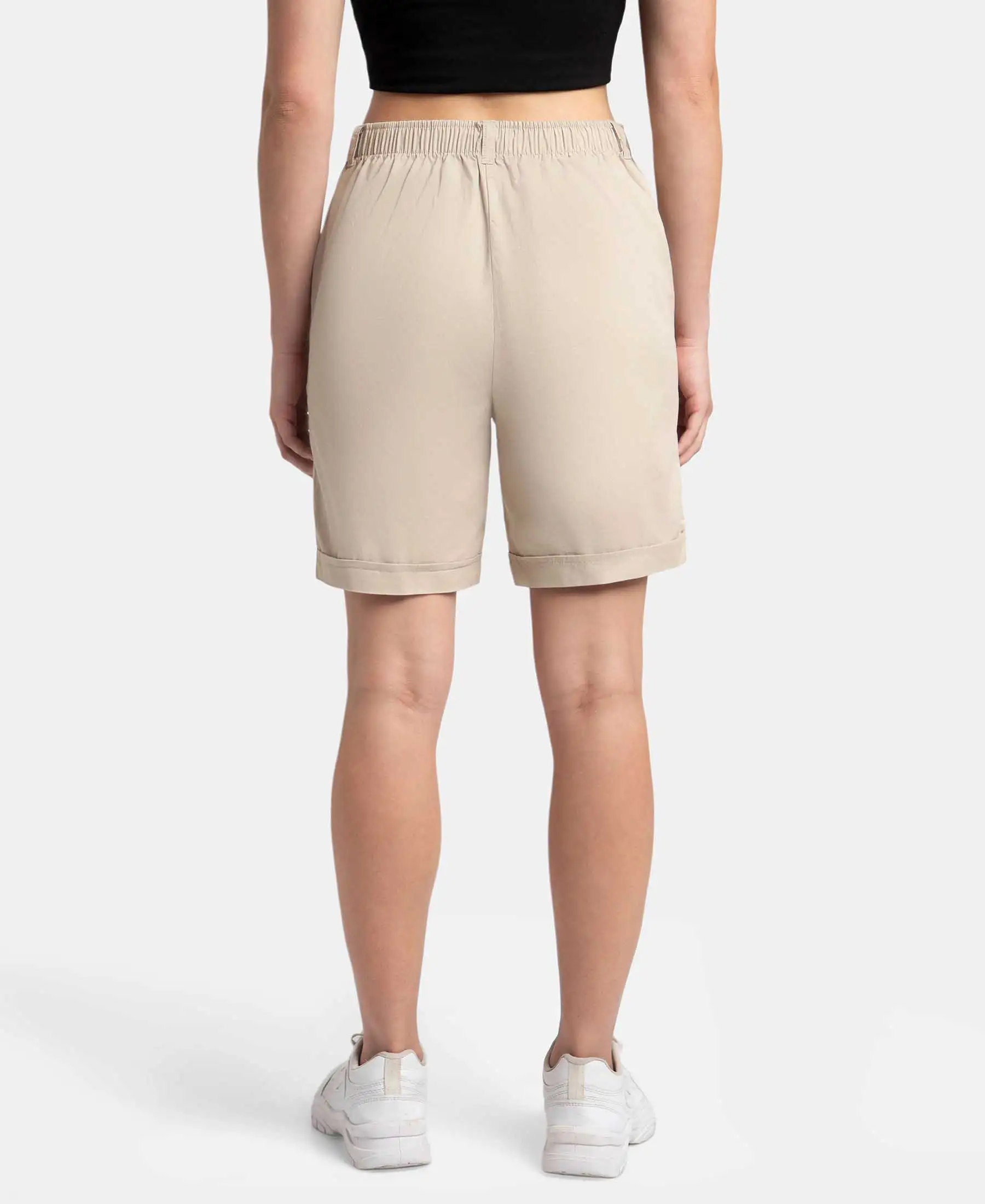 Super Combed Cotton Woven Twill Fabric Relaxed Fit Shorts with Convenient Side Pockets - Oxford Tan - Image 3
