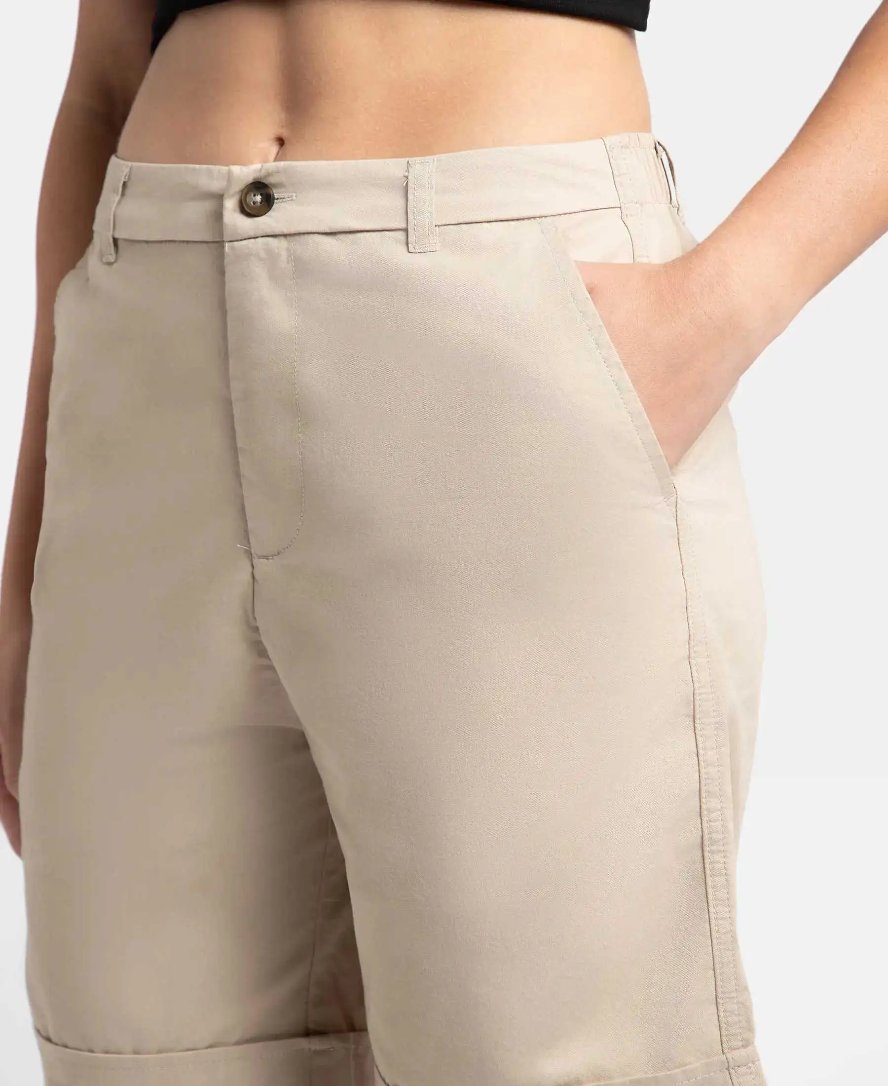 Super Combed Cotton Woven Twill Fabric Relaxed Fit Shorts with Convenient Side Pockets - Oxford Tan - Image 7