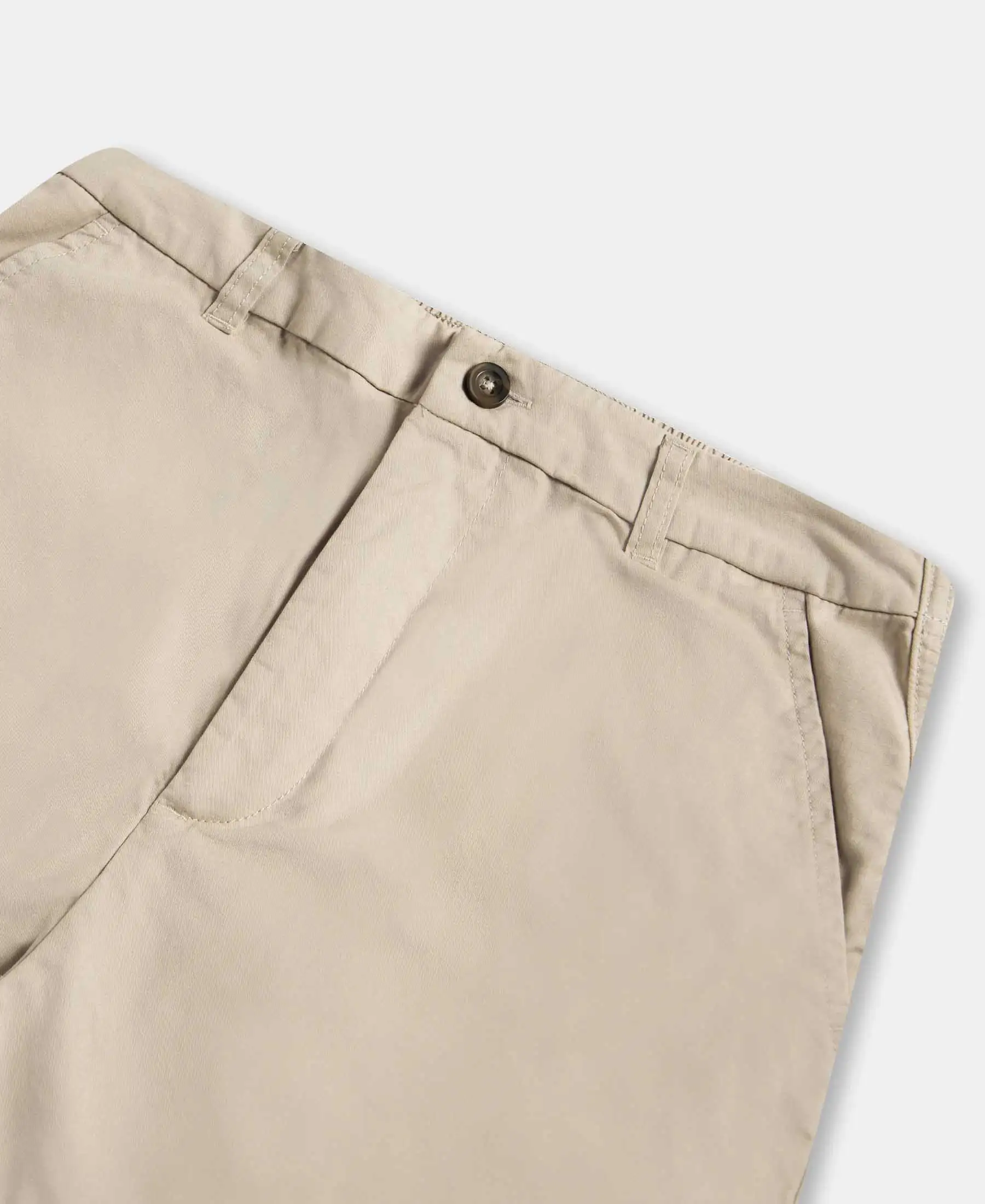 Super Combed Cotton Woven Twill Fabric Relaxed Fit Shorts with Convenient Side Pockets - Oxford Tan - Image 8
