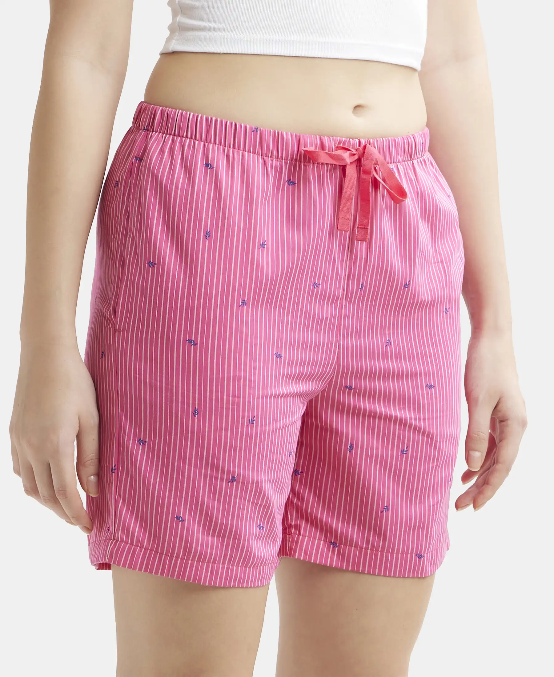 Super Combed Cotton Yarn Dyed Woven Relaxed Fit Striped Shorts with Side Pockets - Ruby Assorted Checks - Image 2