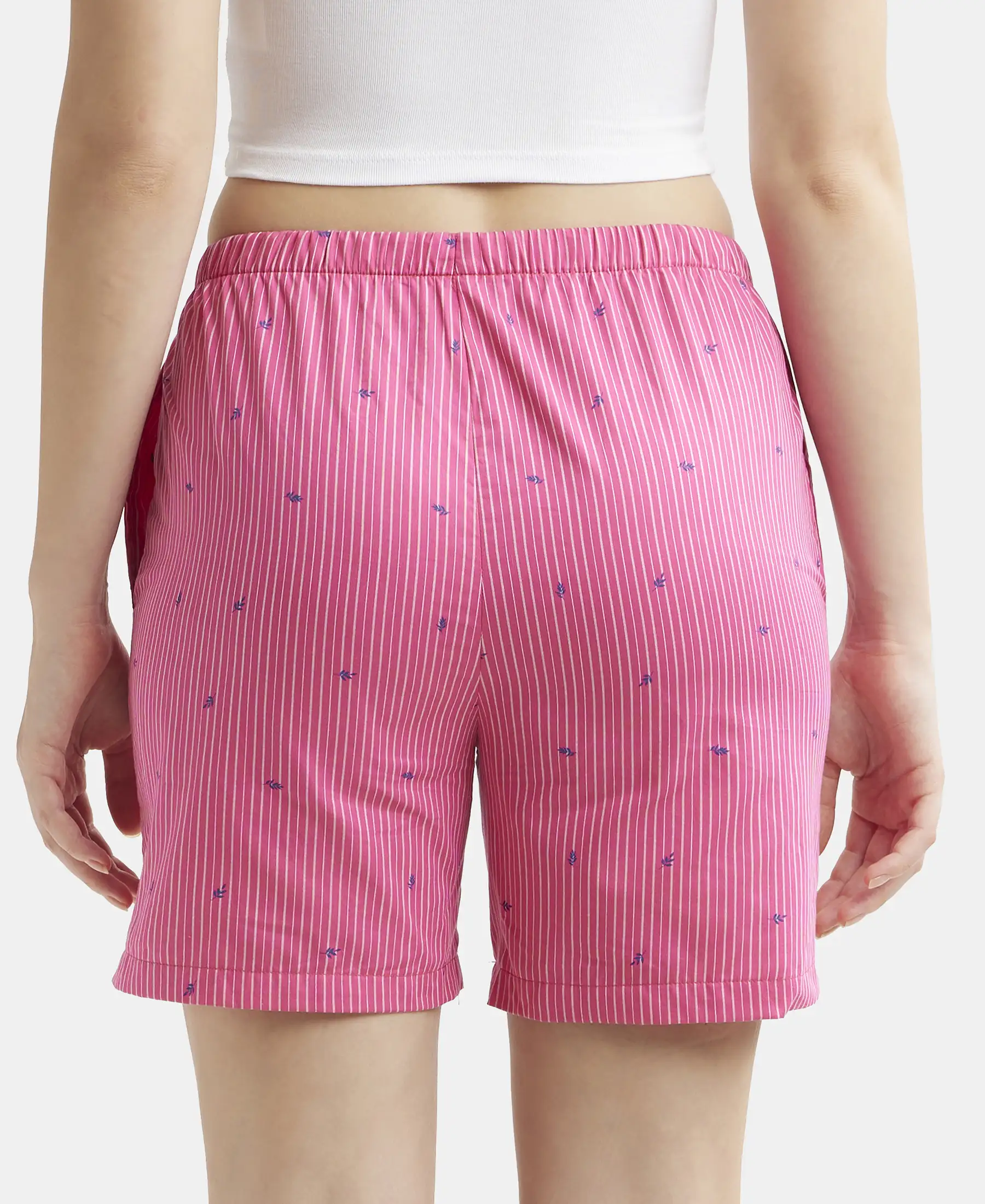 Super Combed Cotton Yarn Dyed Woven Relaxed Fit Striped Shorts with Side Pockets - Ruby Assorted Checks - Image 3