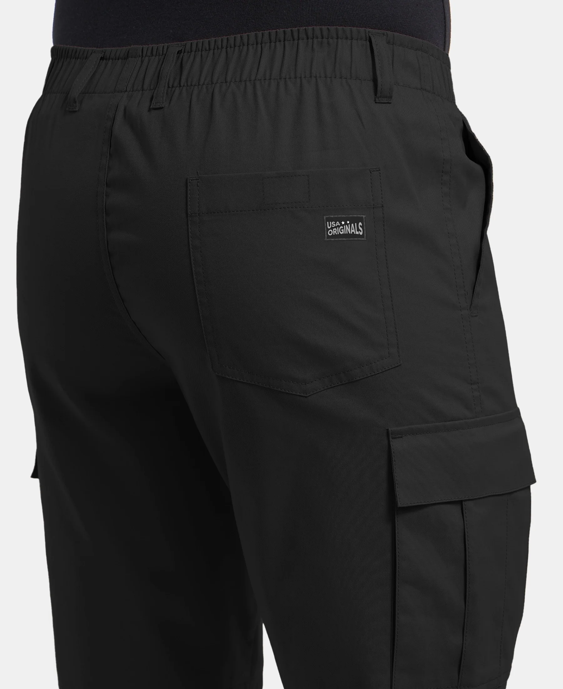 Super Combed Mercerised Cotton Woven Straight Fit Cargo Shorts - Black - Image 6