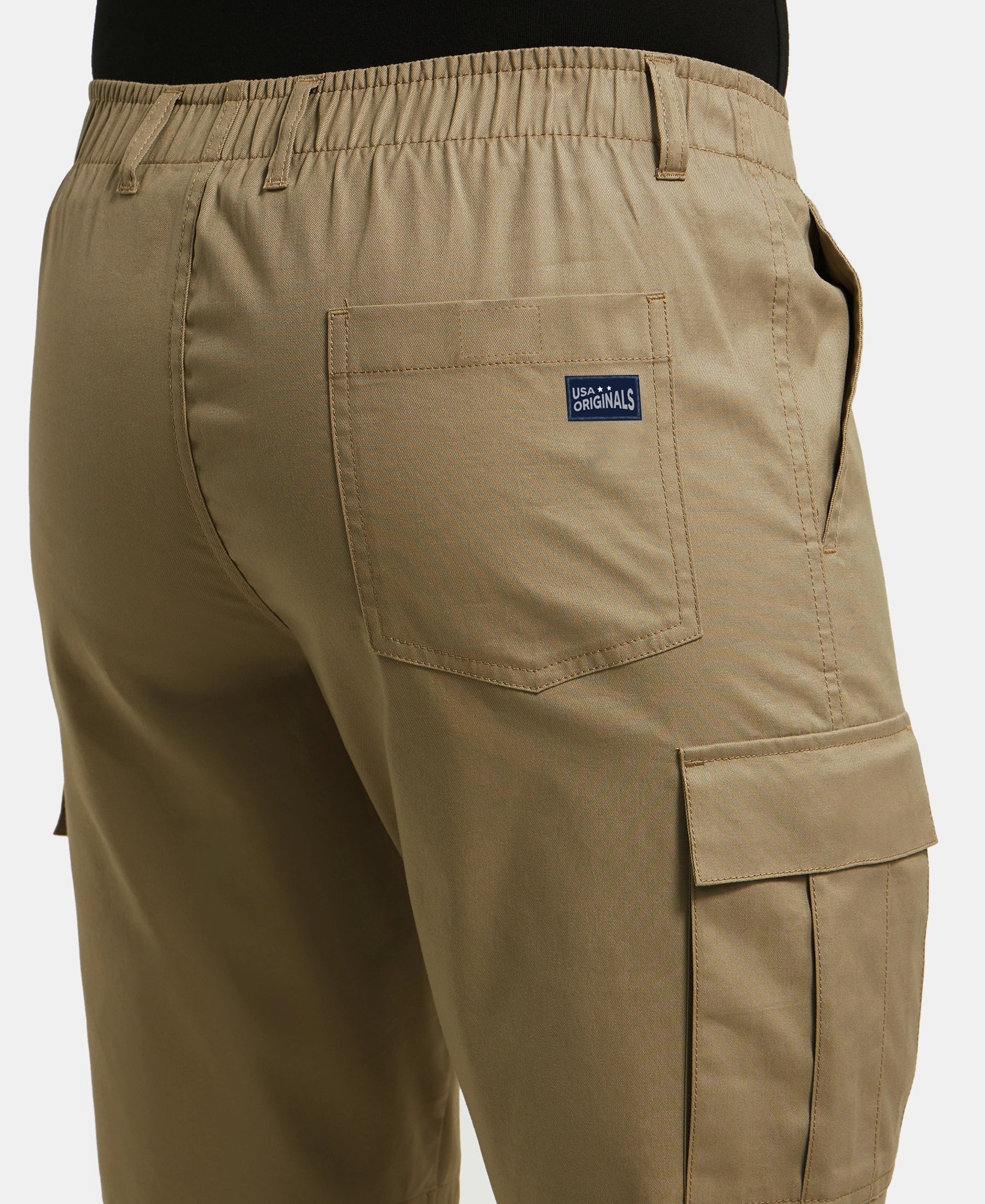 Super Combed Mercerised Cotton Woven Straight Fit Cargo Shorts - Sepia Tint - Image 6
