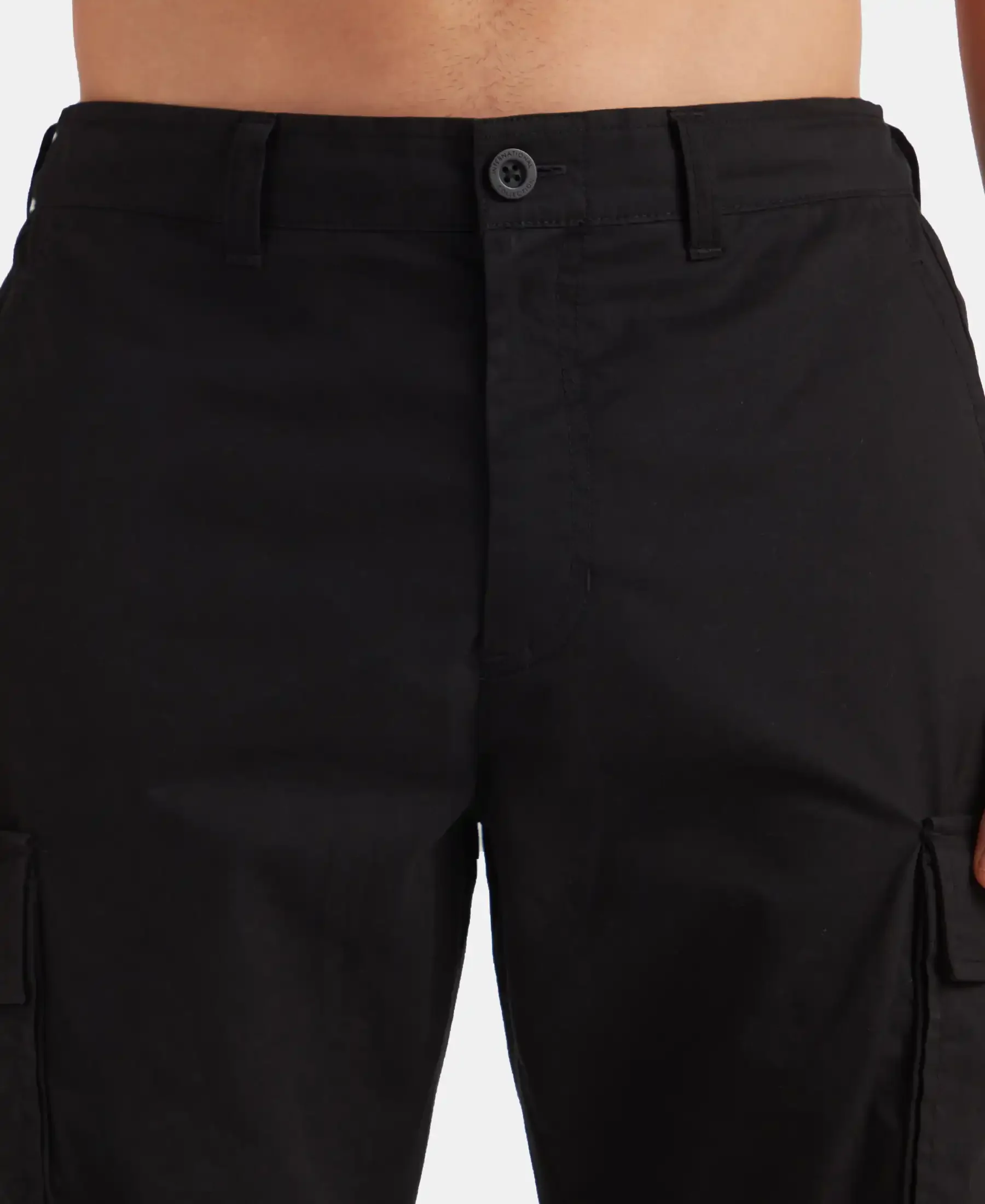 Super Combed Cotton Woven Straight Fit Cargo Shorts with Seven Pockets - Black - Image 7