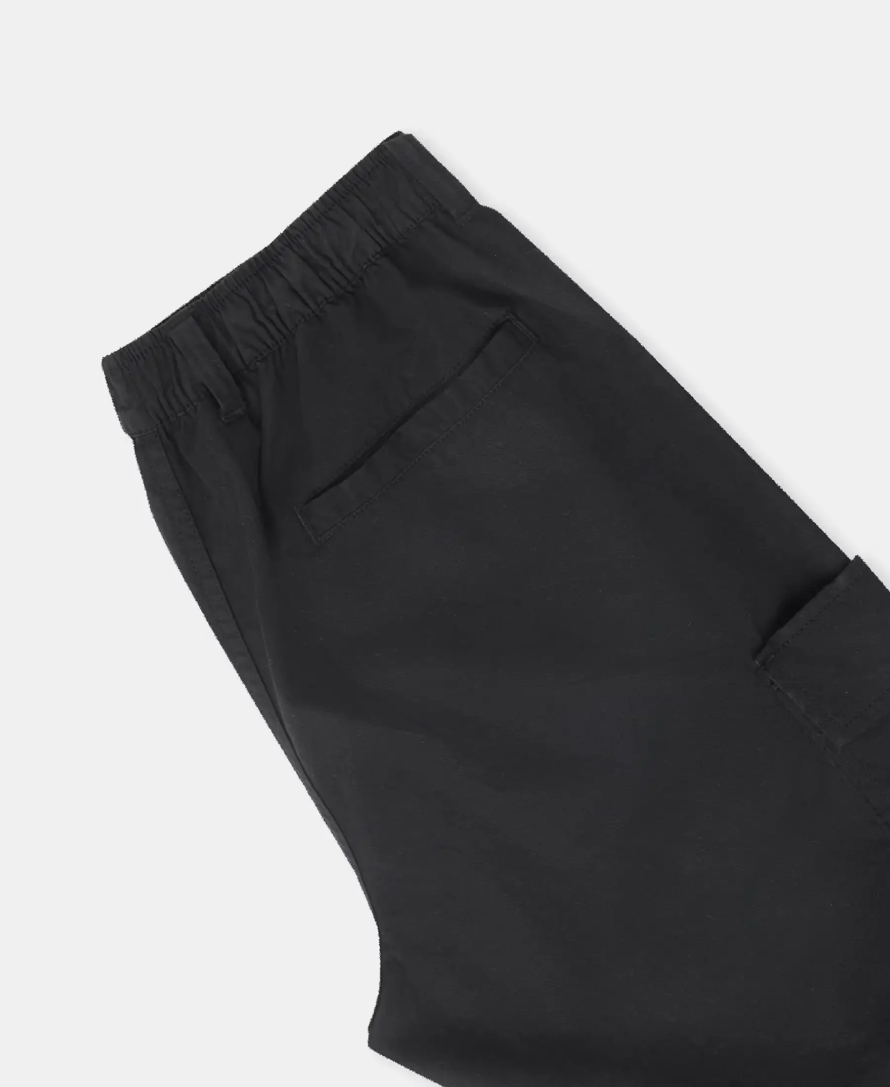 Super Combed Cotton Woven Straight Fit Cargo Shorts with Seven Pockets - Black - Image 9