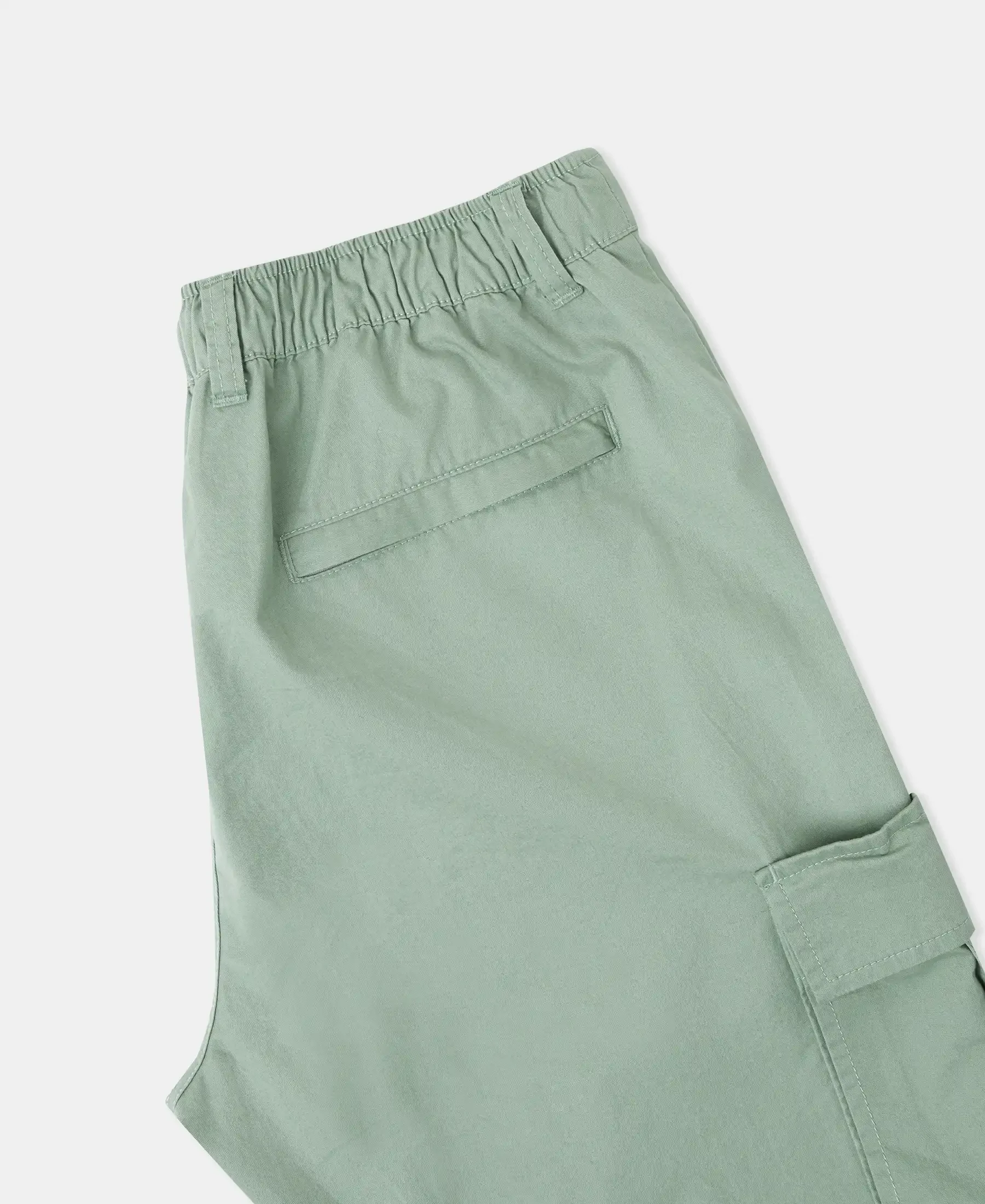 Super Combed Cotton Woven Straight Fit Cargo Shorts with Seven Pockets - Iceberg Green - Image 9
