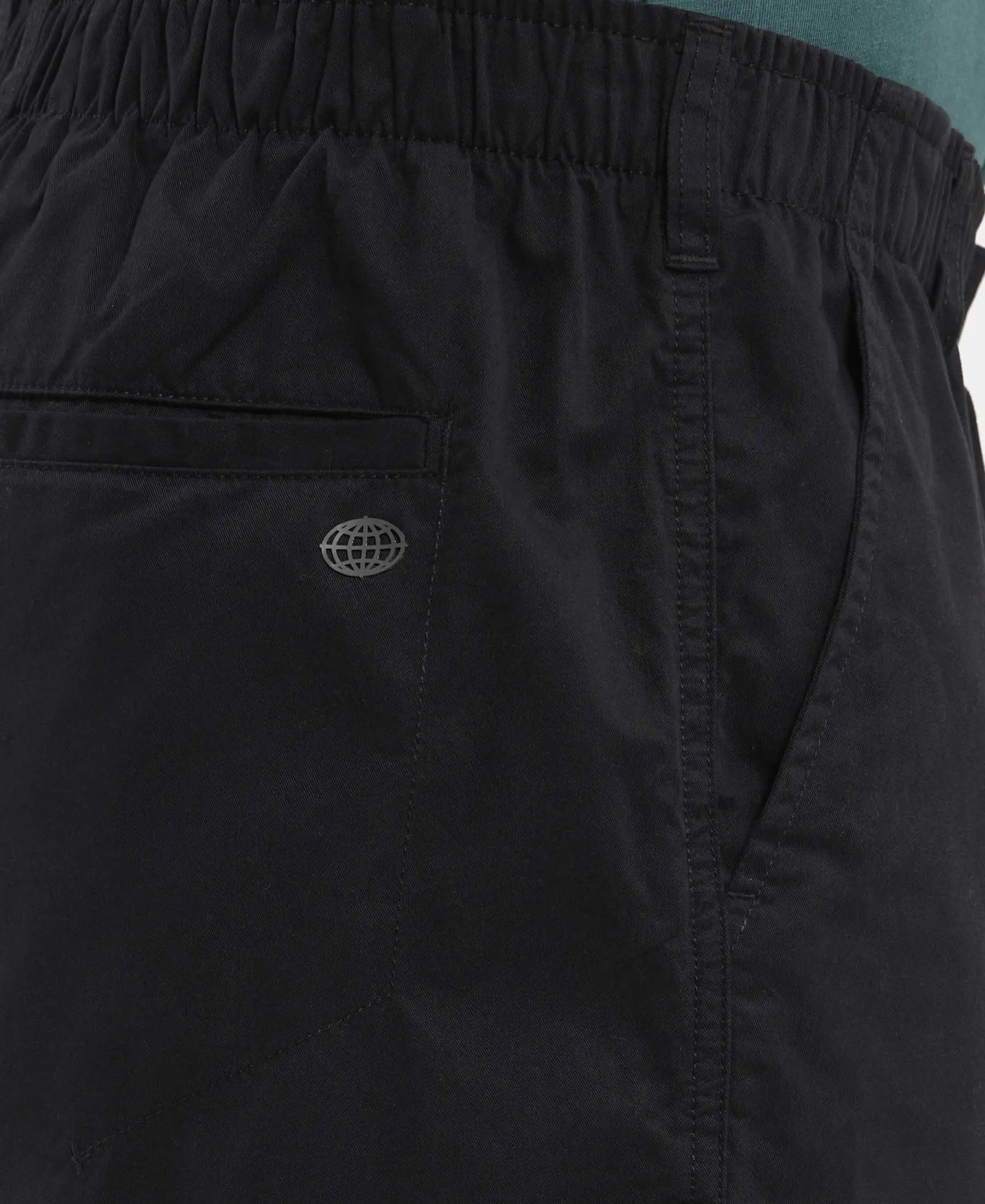 Super Combed Mercerised Cotton Woven Straight Fit Shorts with Side Pockets - Black - Image 7