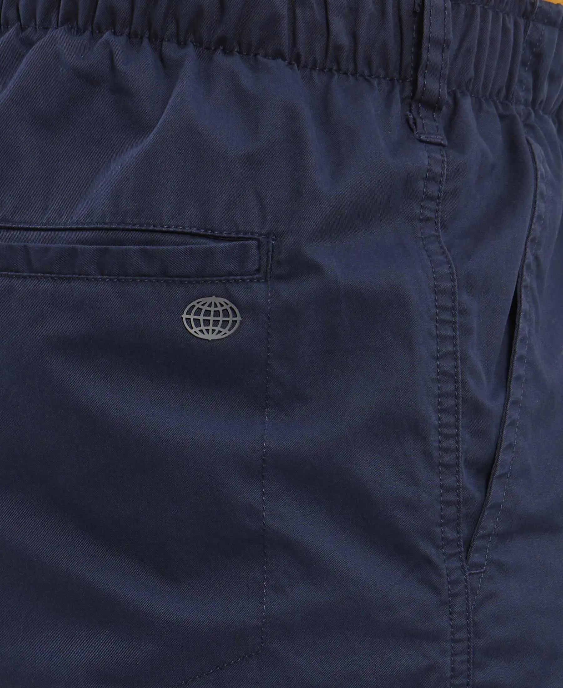 Super Combed Mercerised Cotton Woven Straight Fit Shorts with Side Pockets - Navy - Image 7