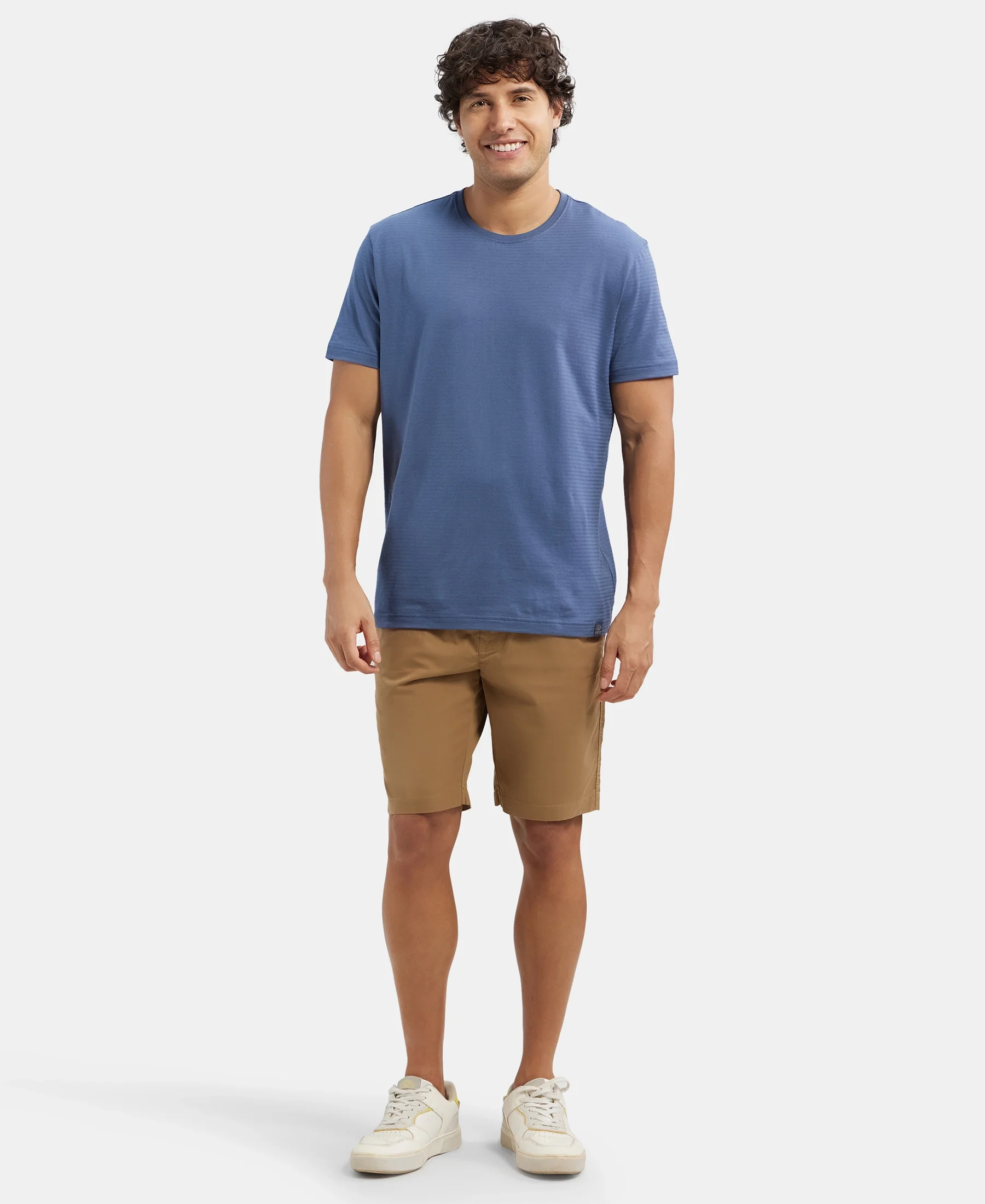 Super Combed Mercerised Cotton Woven Straight Fit Shorts with Side Pockets - Sepia Tint - Image 4