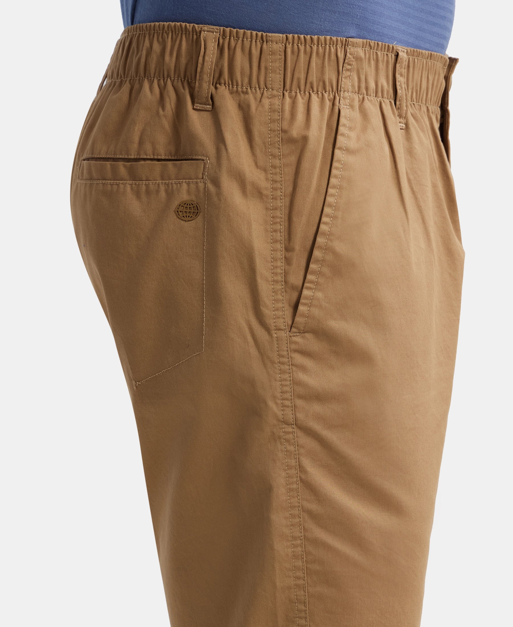 Super Combed Mercerised Cotton Woven Straight Fit Shorts with Side Pockets - Sepia Tint - Image 7