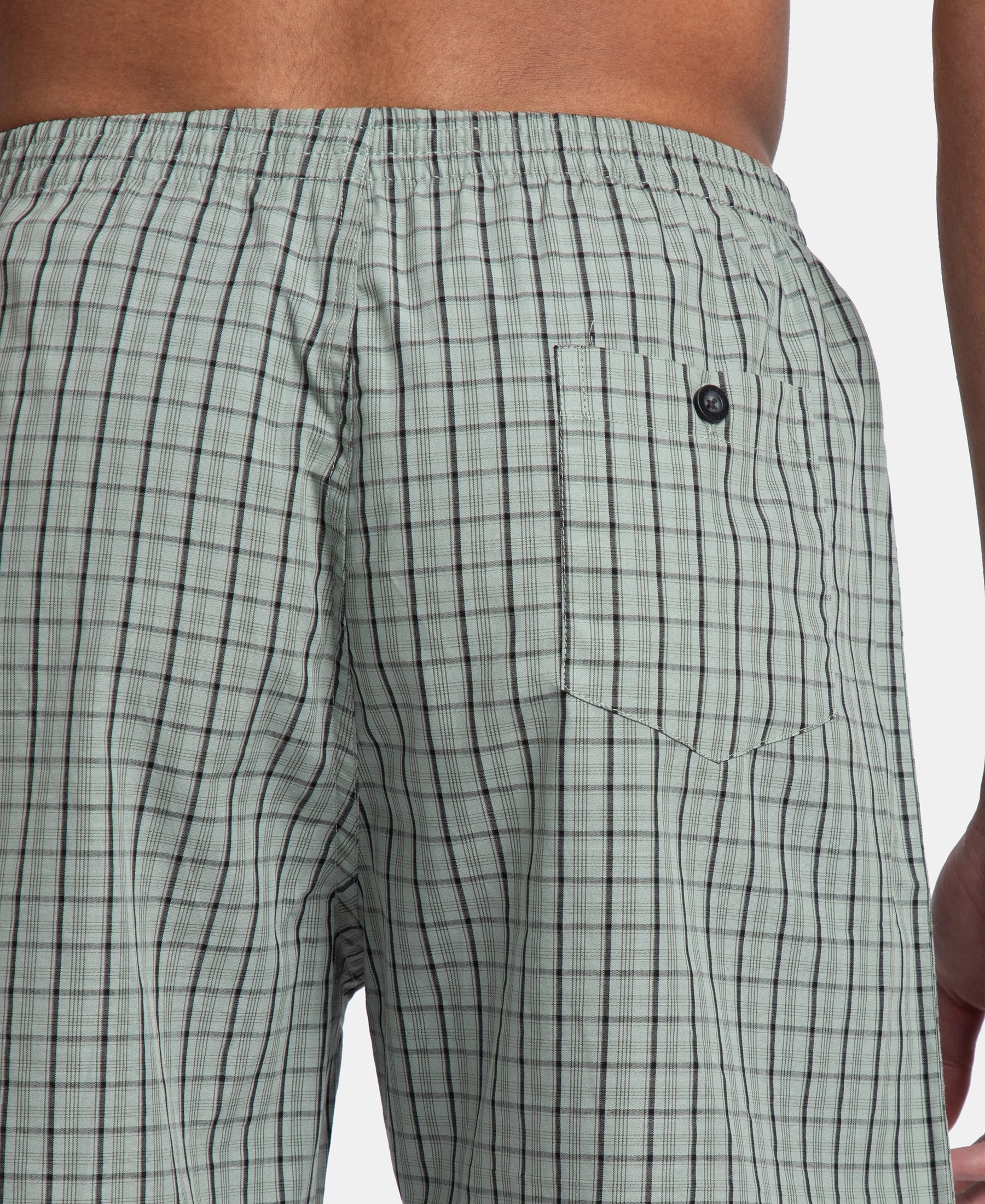 Super Combed Mercerized Cotton Woven Checkered Boxer Shorts with Back Pocket - Black & Slate (Pack of 2) - Image 16