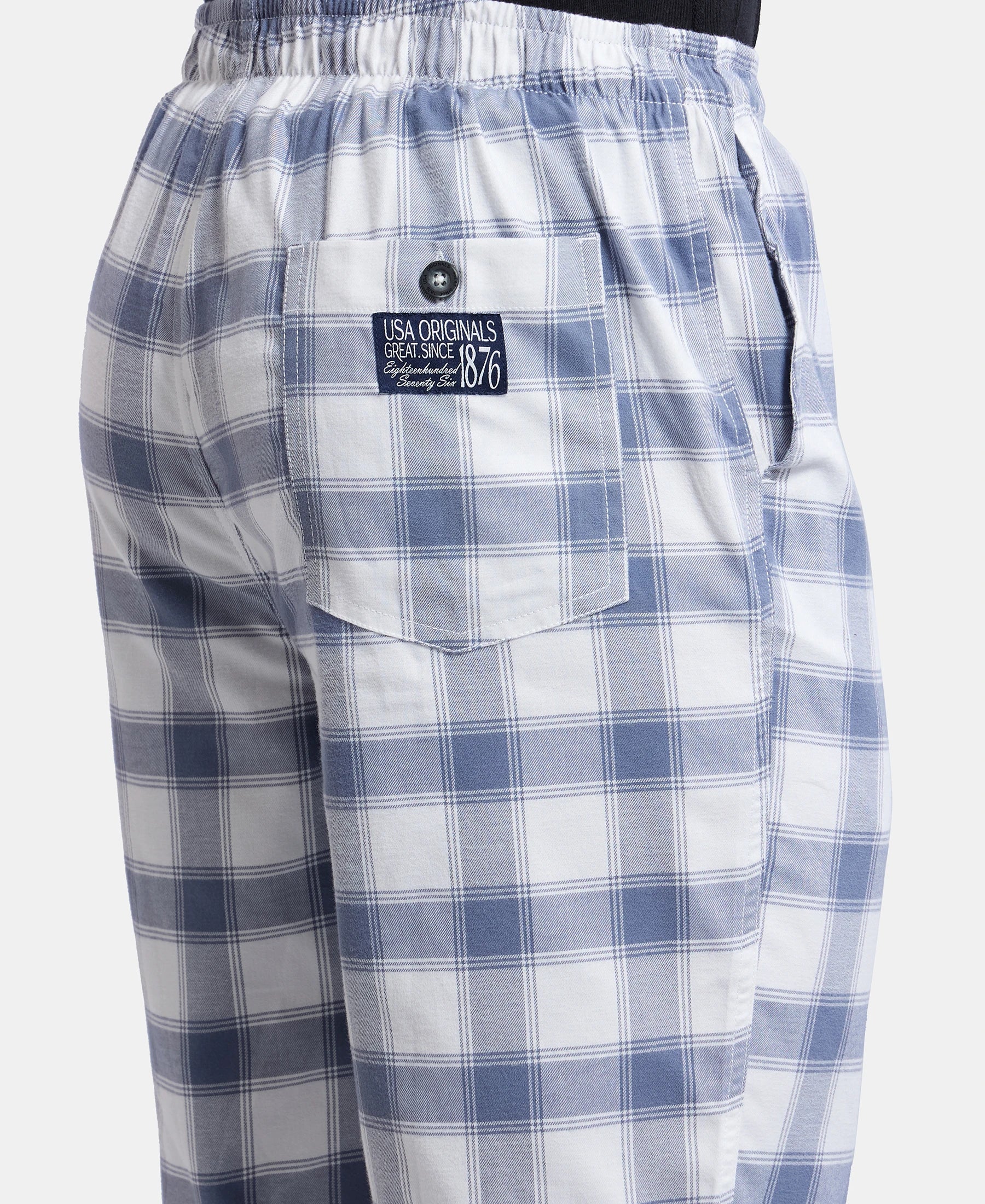 Super Combed Mercerized Cotton Woven Fabric Bermuda with Side Pockets - White & Blue - Image 7