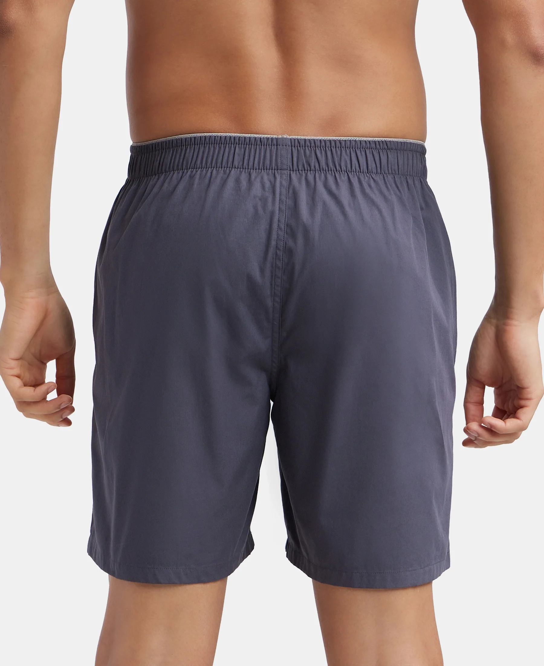 Super Combed Mercerized Cotton Woven Fabric Boxer Shorts- Graphite - Image 2