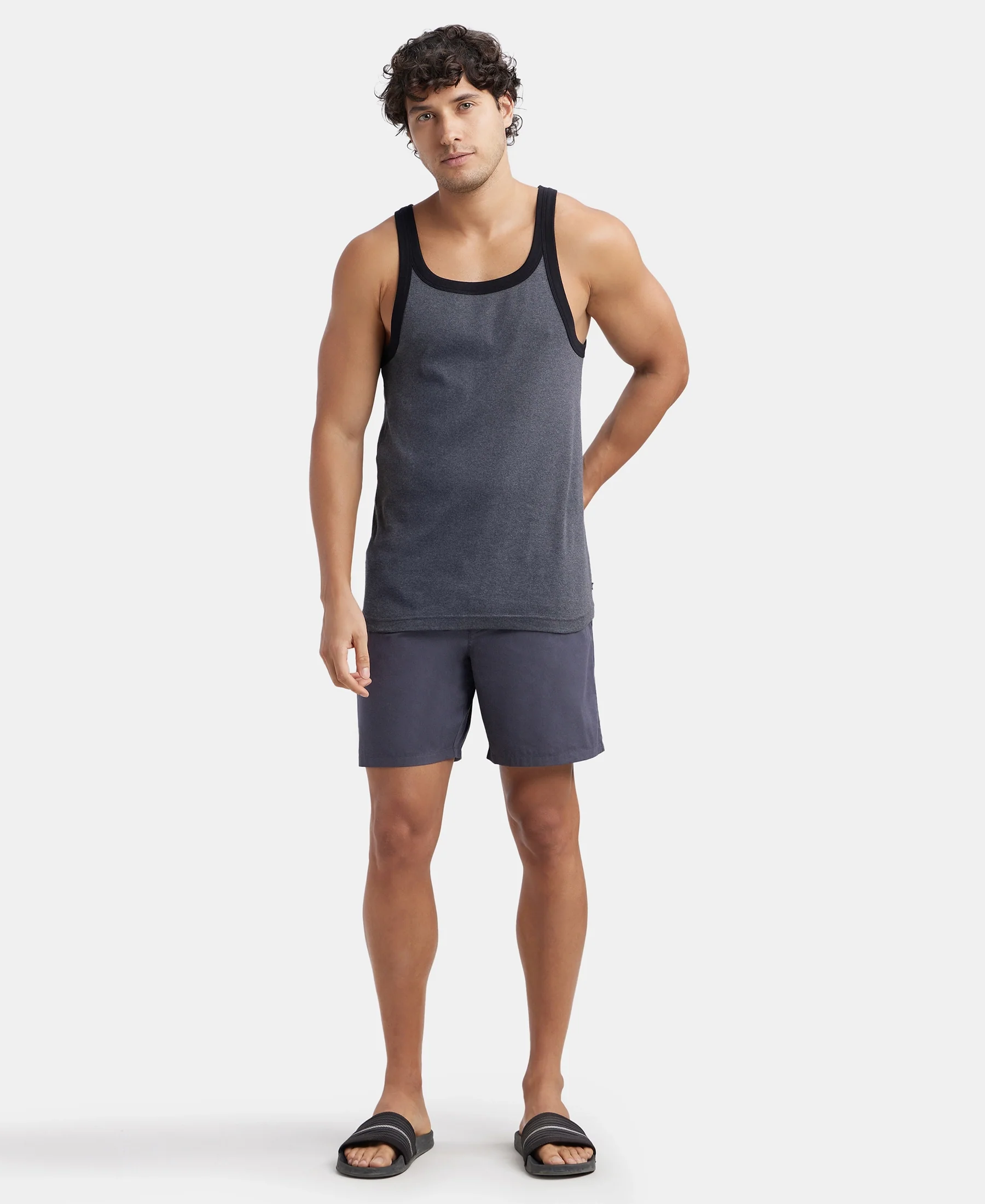 Super Combed Mercerized Cotton Woven Fabric Boxer Shorts- Graphite - Image 4