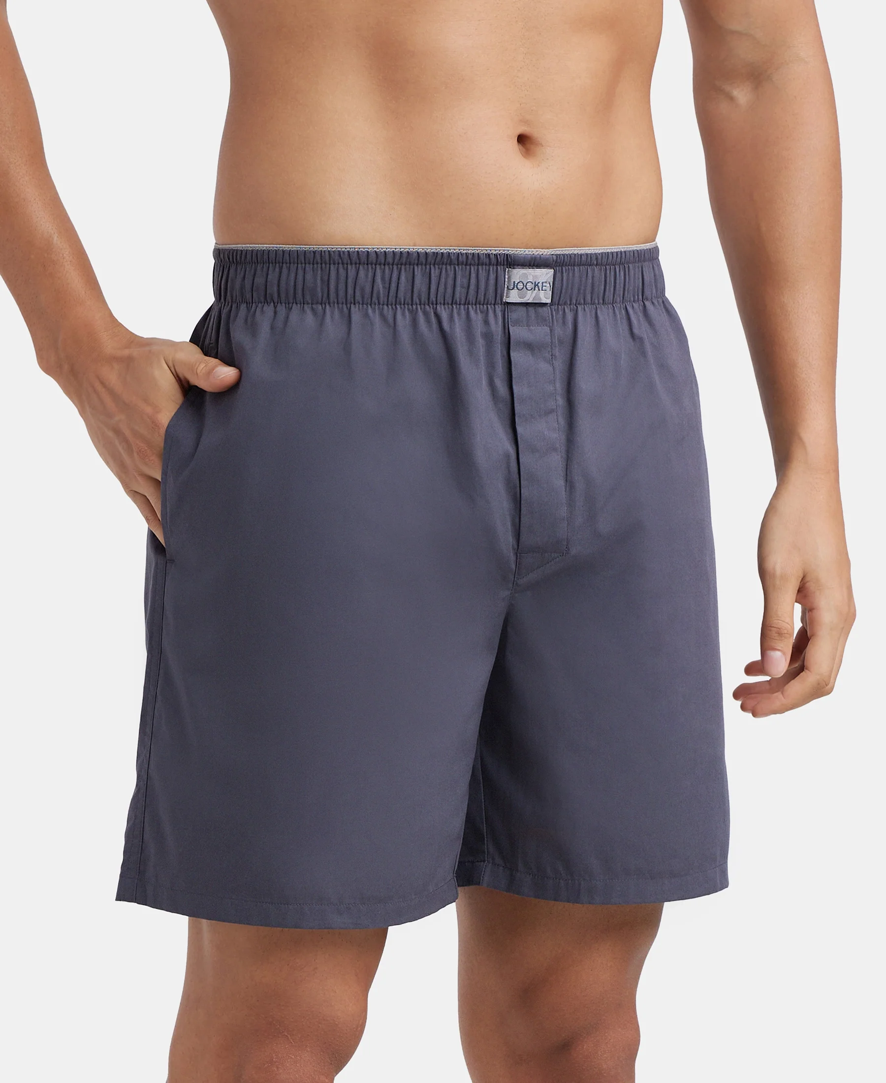 Super Combed Mercerized Cotton Woven Fabric Boxer Shorts- Graphite - Image 5