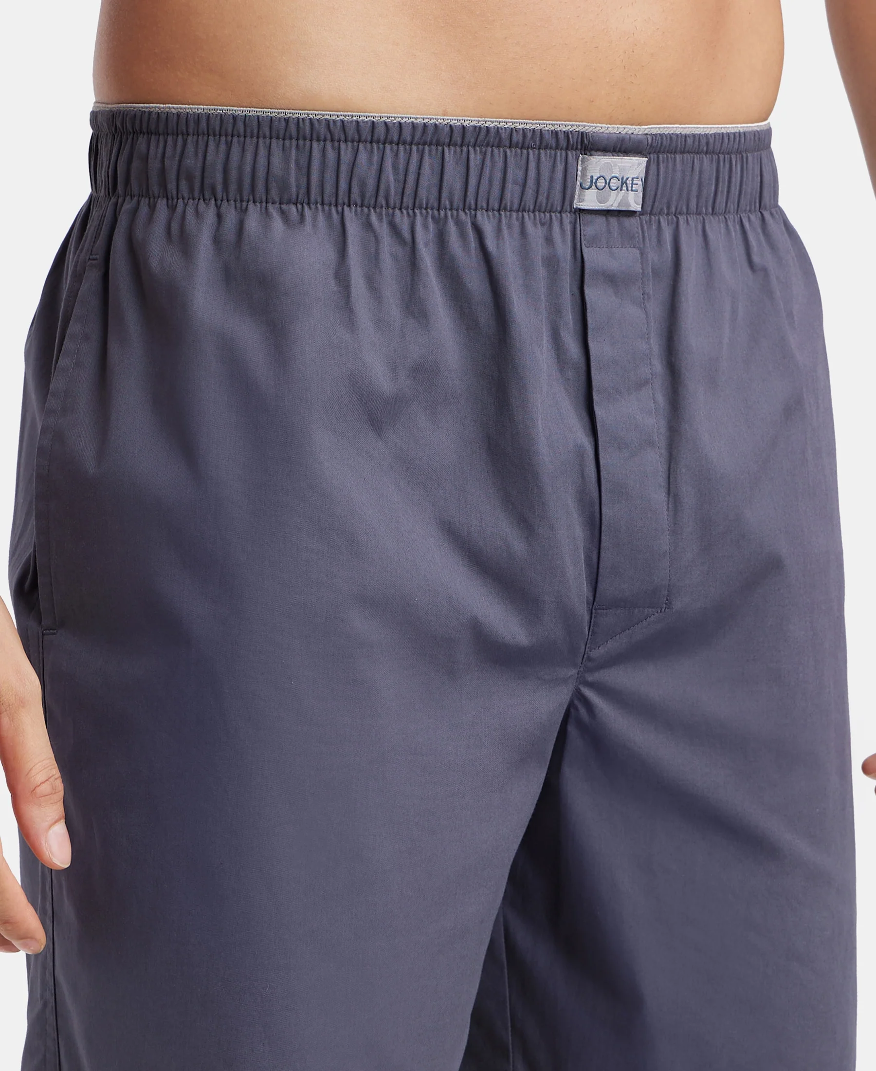 Super Combed Mercerized Cotton Woven Fabric Boxer Shorts- Graphite - Image 7