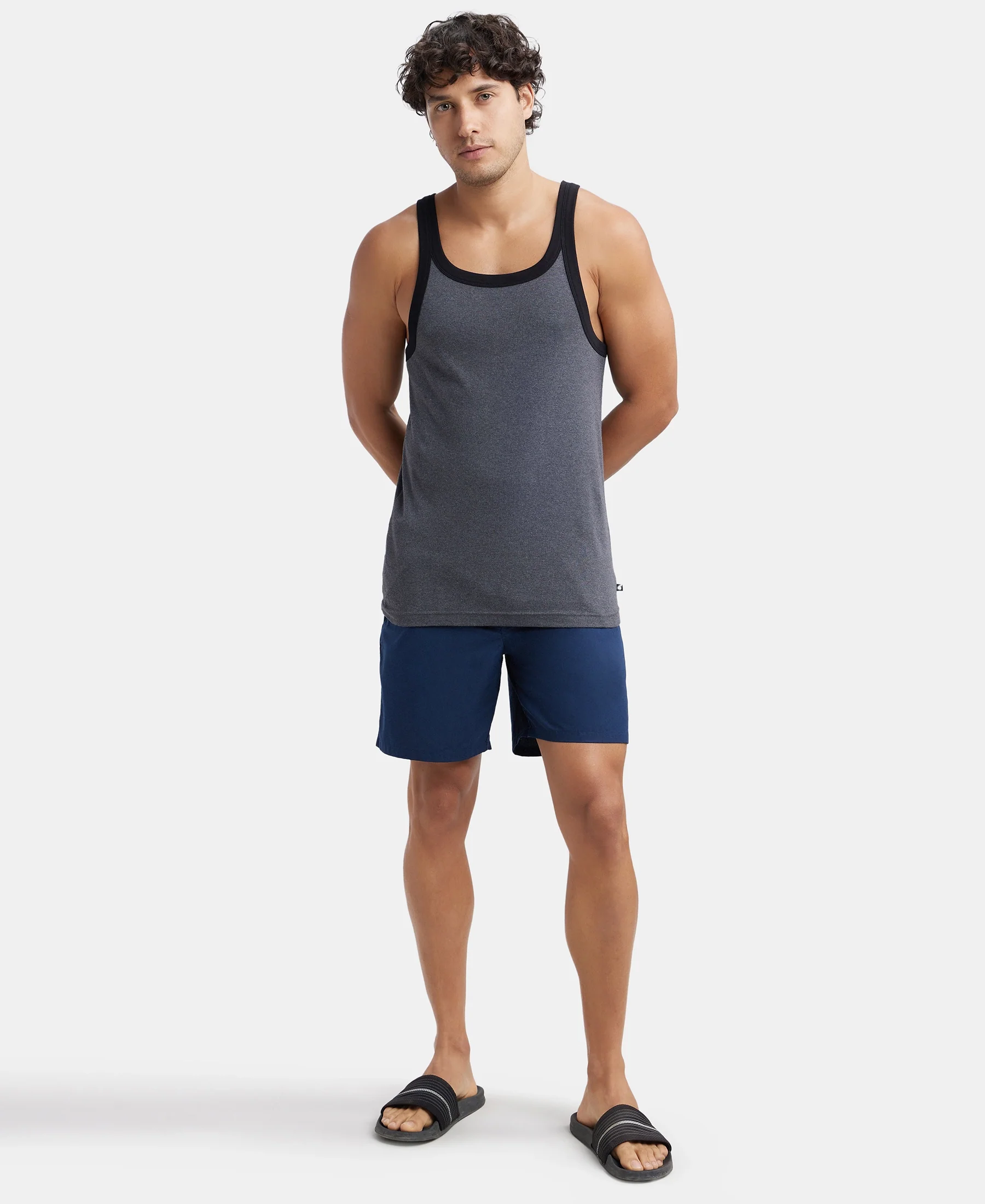 Super Combed Mercerized Cotton Woven Fabric Boxer Shorts - Navy - Image 6