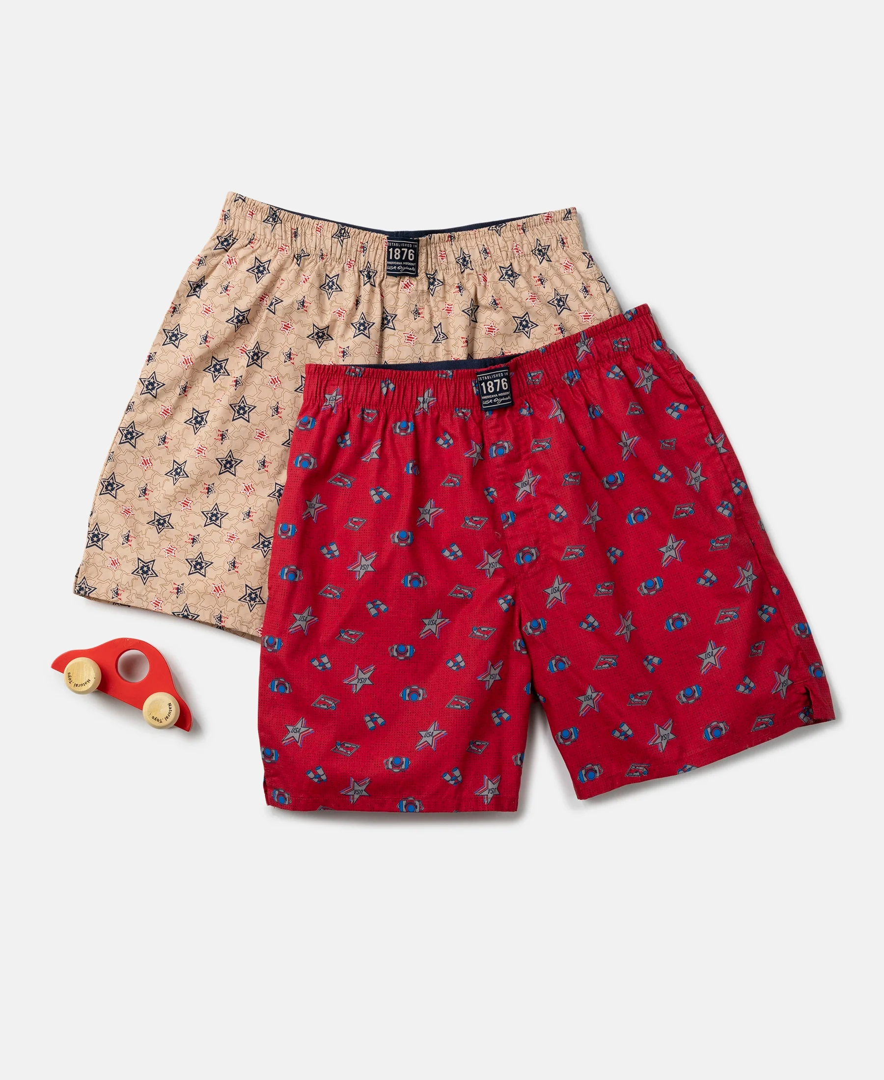 Super Combed Mercerized Cotton Woven Fabric Printed Boxer Shorts - Chili Pepper & Nomad (Pack of 2) - Image 5