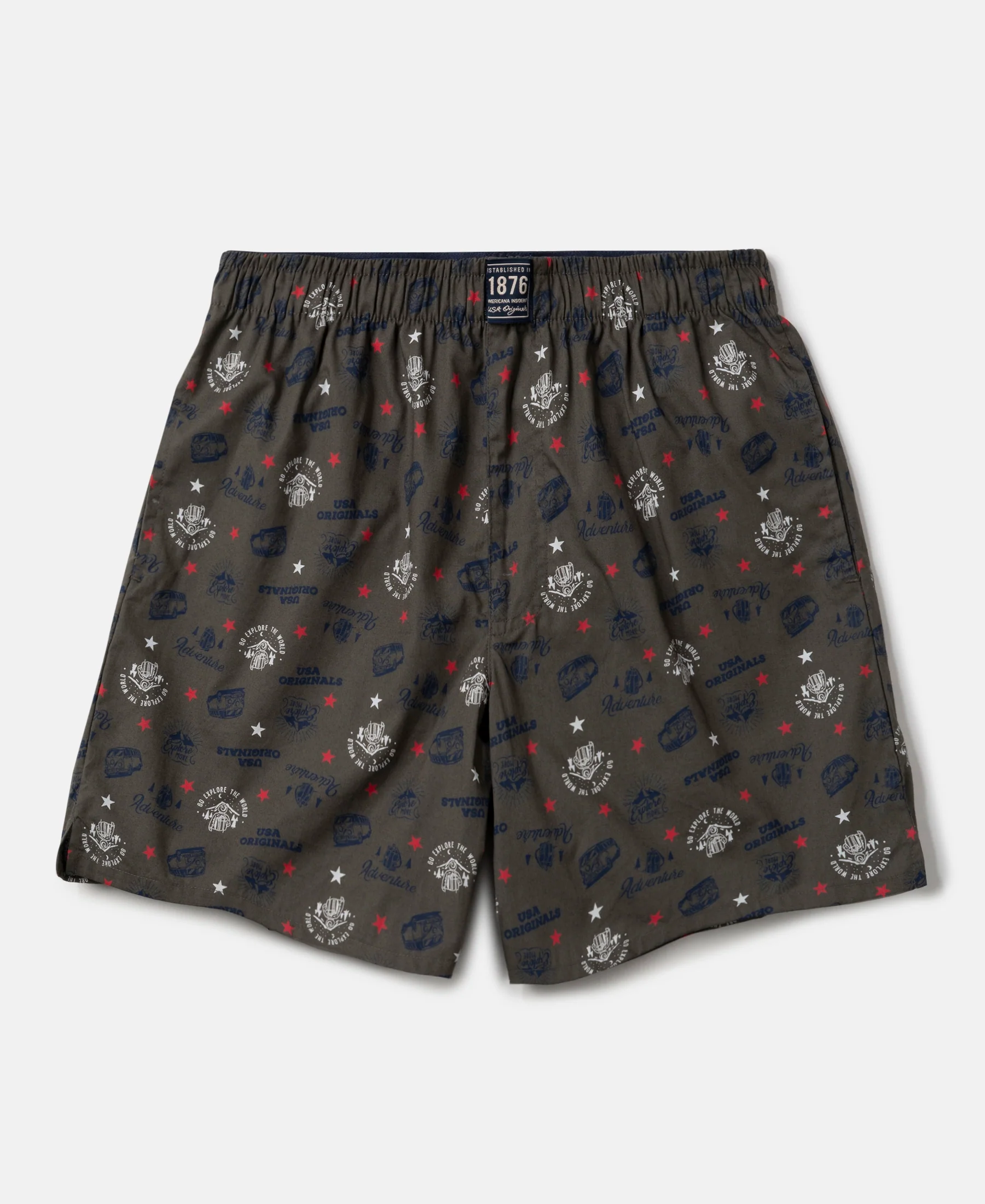 Super Combed Mercerized Cotton Woven Fabric Printed Boxer Shorts - Deep Olive & Vallarta Blue (Pack of 2) - Image 2