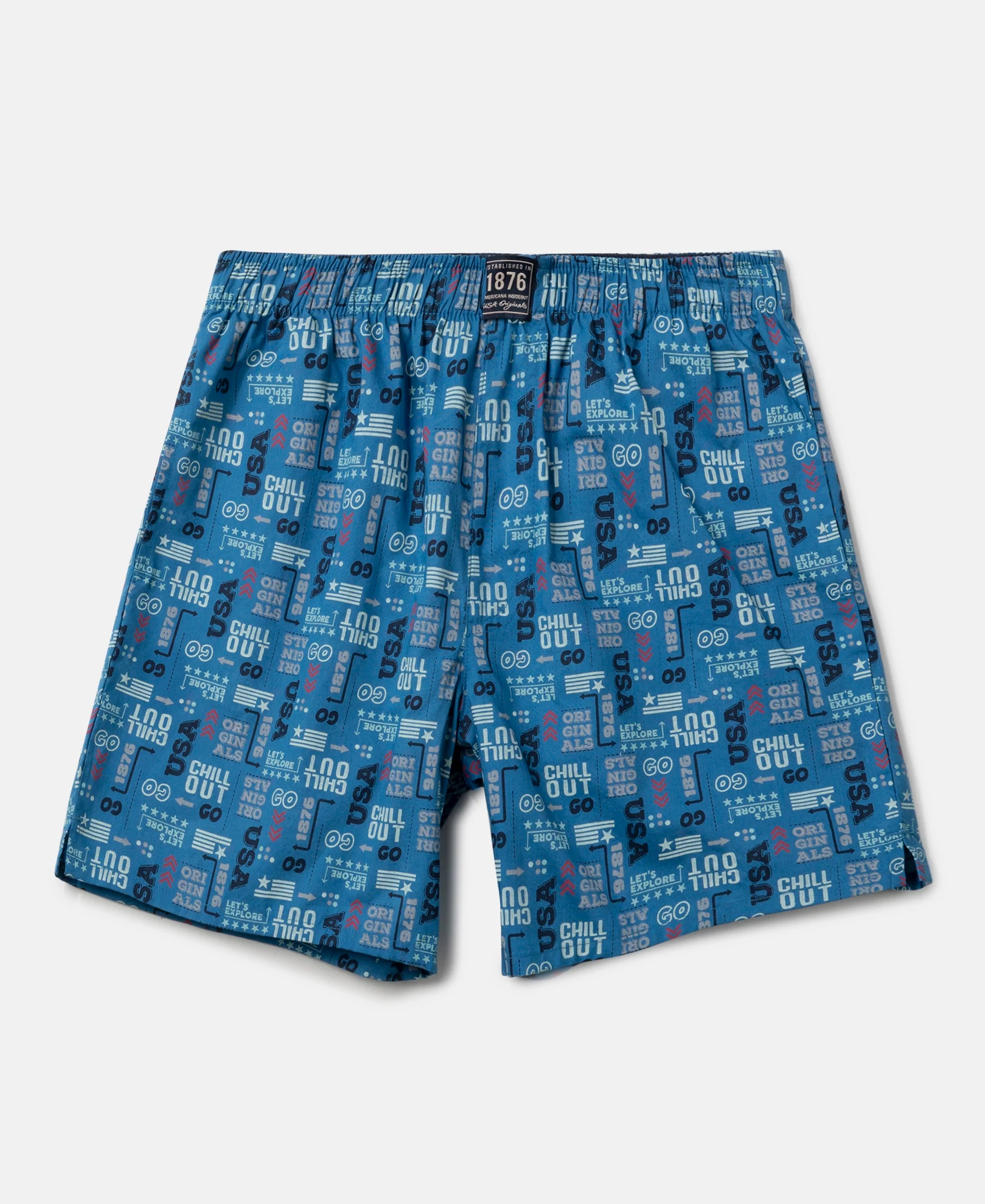 Super Combed Mercerized Cotton Woven Fabric Printed Boxer Shorts - Deep Olive & Vallarta Blue (Pack of 2) - Image 4