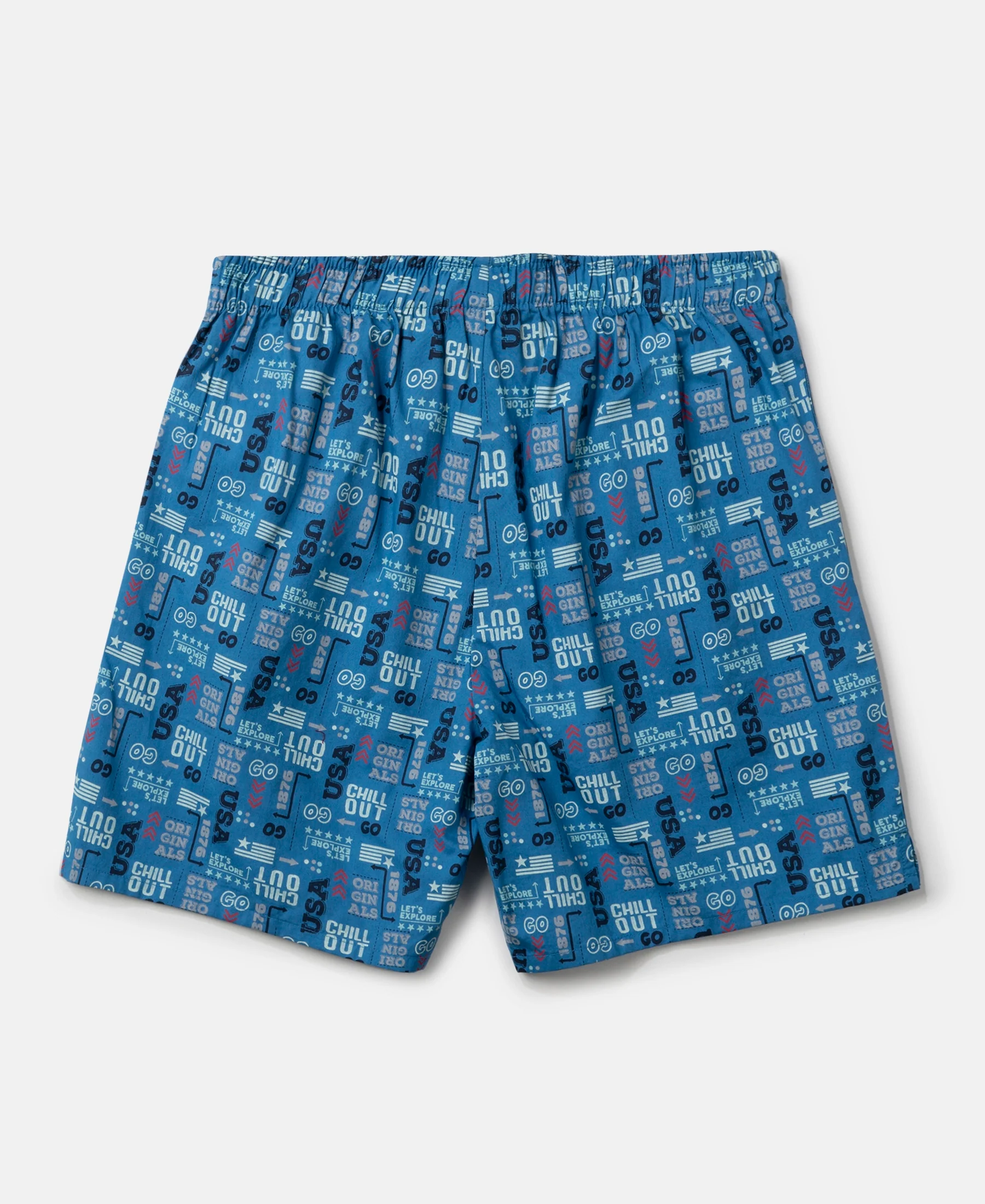 Super Combed Mercerized Cotton Woven Fabric Printed Boxer Shorts - Deep Olive & Vallarta Blue (Pack of 2) - Image 6