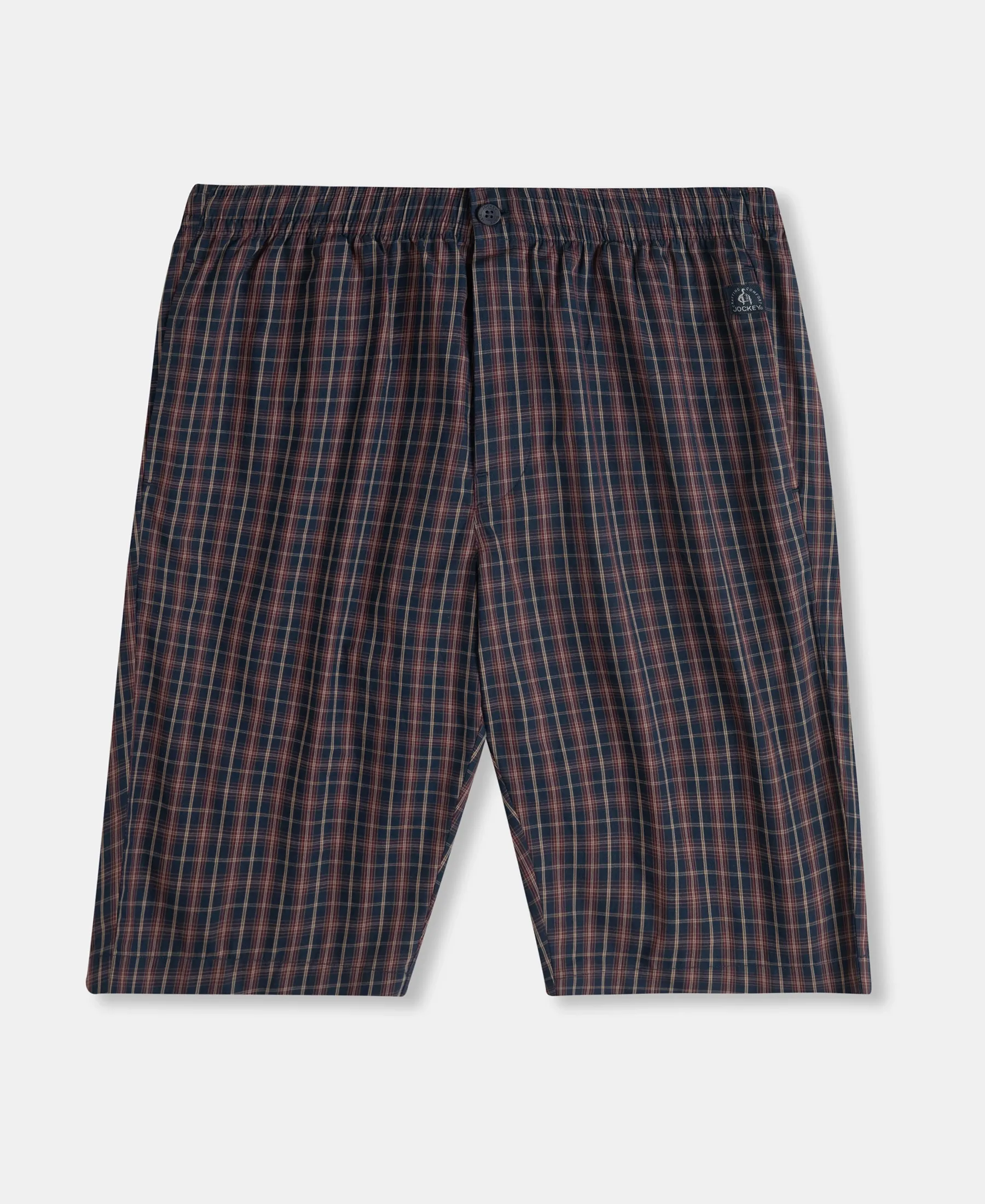 Super Combed Mercerized Cotton Woven Fabric Regular Fit Checkered Bermuda with Side Pockets - Navy & Maroon - Image 8