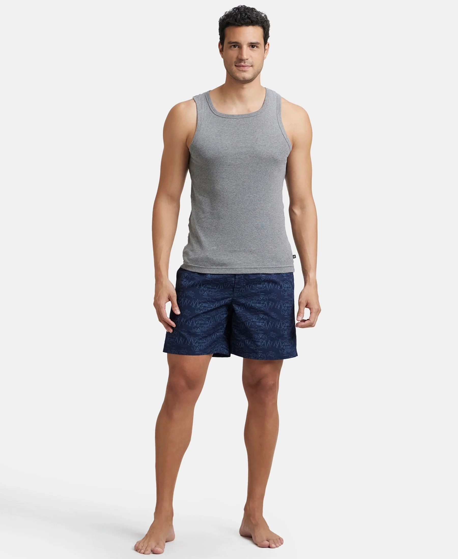 Super Combed Mercerized Cotton Woven Printed Boxer Shorts with Side Pockets - Navy & Burnt Olive (Pack of 2) - Image 10