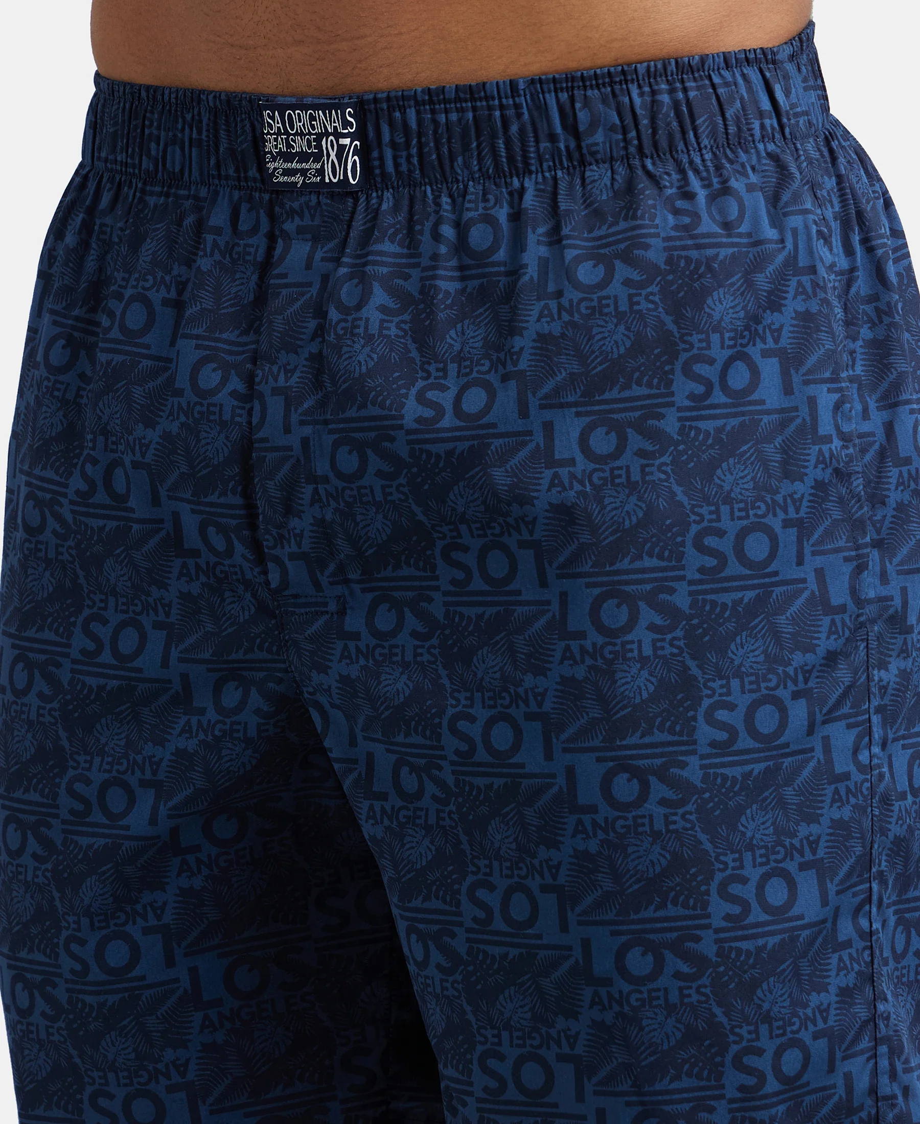Super Combed Mercerized Cotton Woven Printed Boxer Shorts with Side Pockets - Navy Navy (Pack of 2) - Image 6