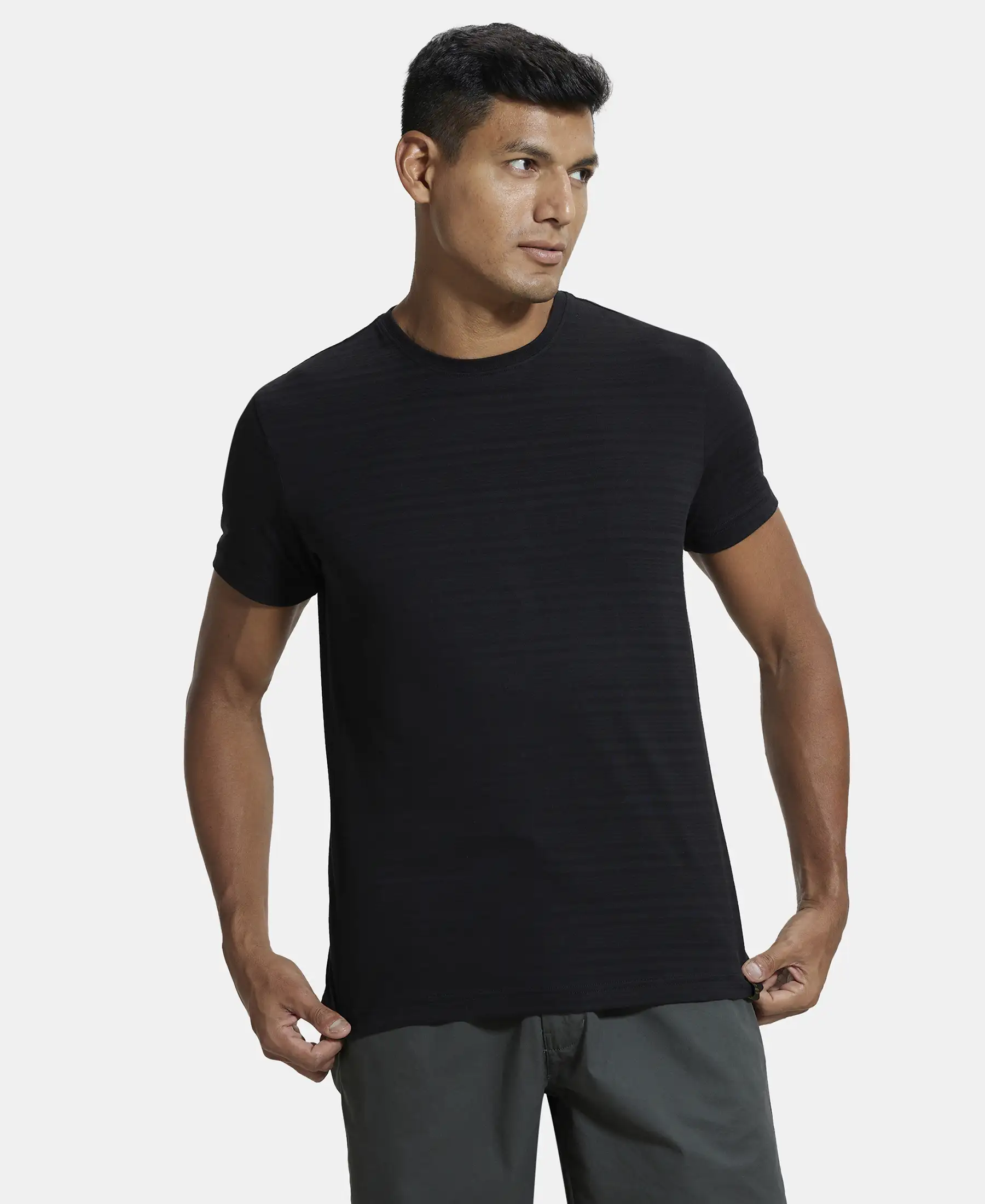 Super Combed Supima Cotton Round Neck Half Sleeve T-Shirt - Black