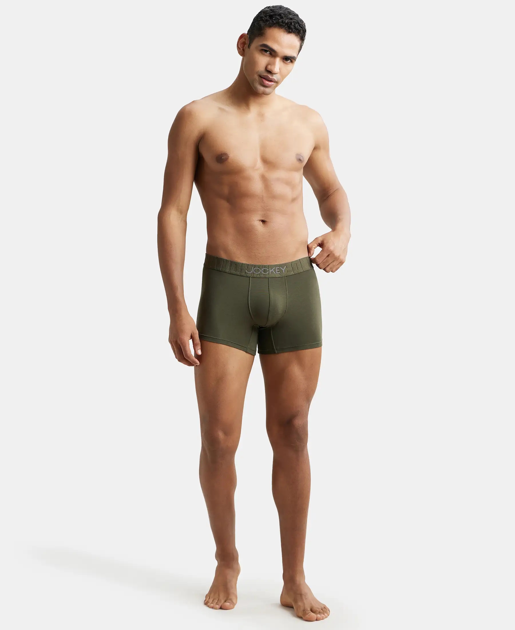 Supima Cotton Elastane Stretch Solid Trunk with Ultrasoft Waistband - Forest Night - Image 4