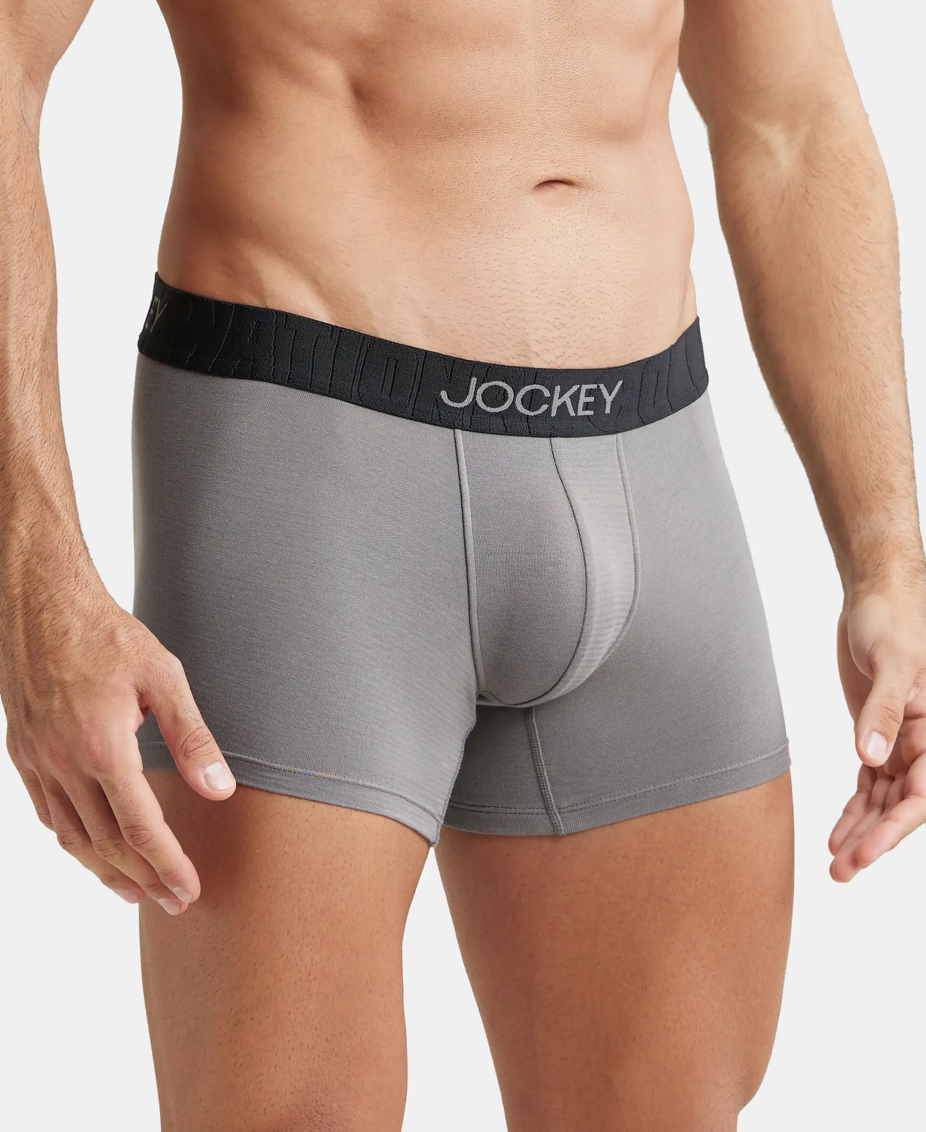 Supima Cotton Elastane Stretch Solid Trunk with Ultrasoft Waistband - Gunmetal - Image 2