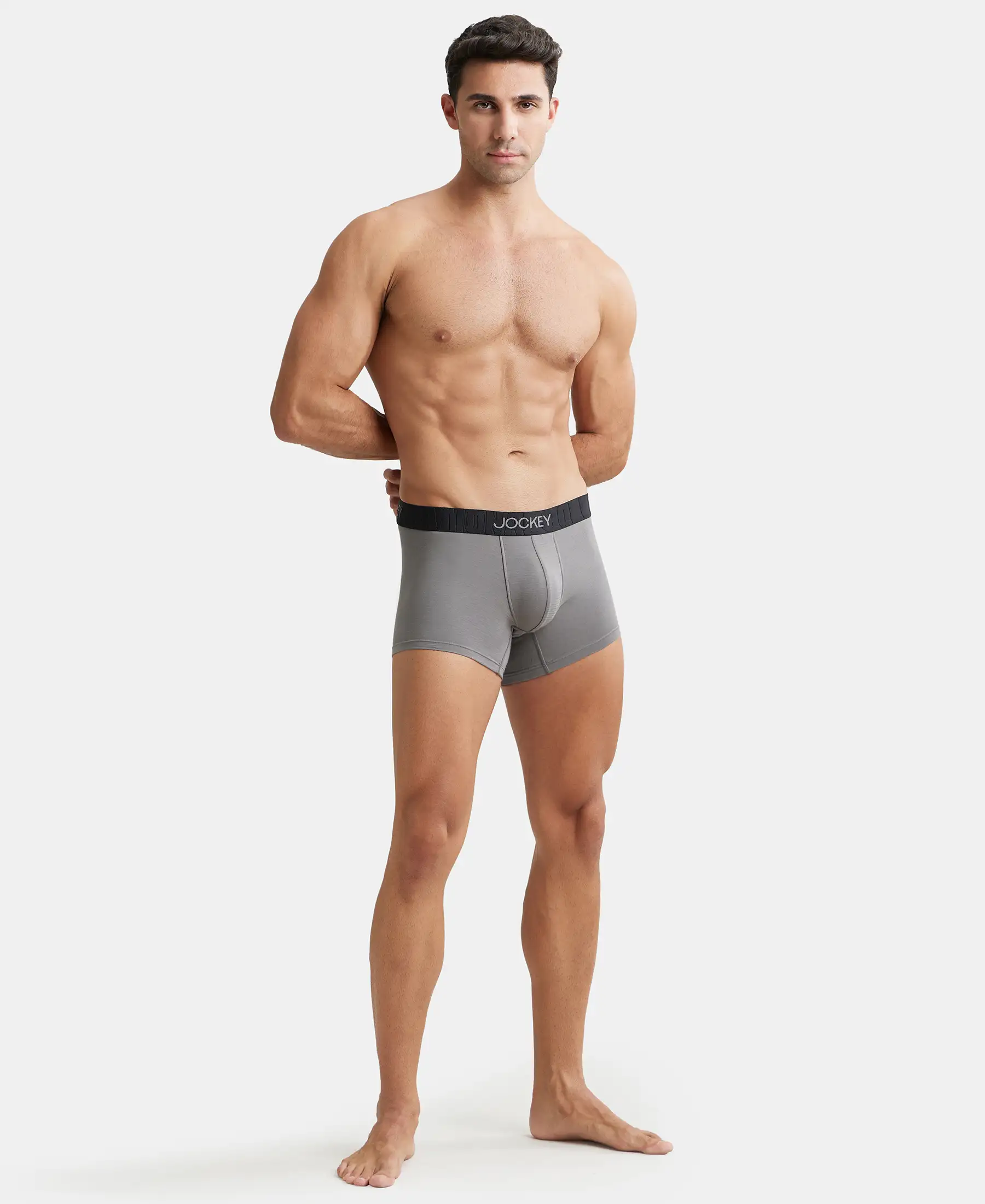 Supima Cotton Elastane Stretch Solid Trunk with Ultrasoft Waistband - Gunmetal - Image 4