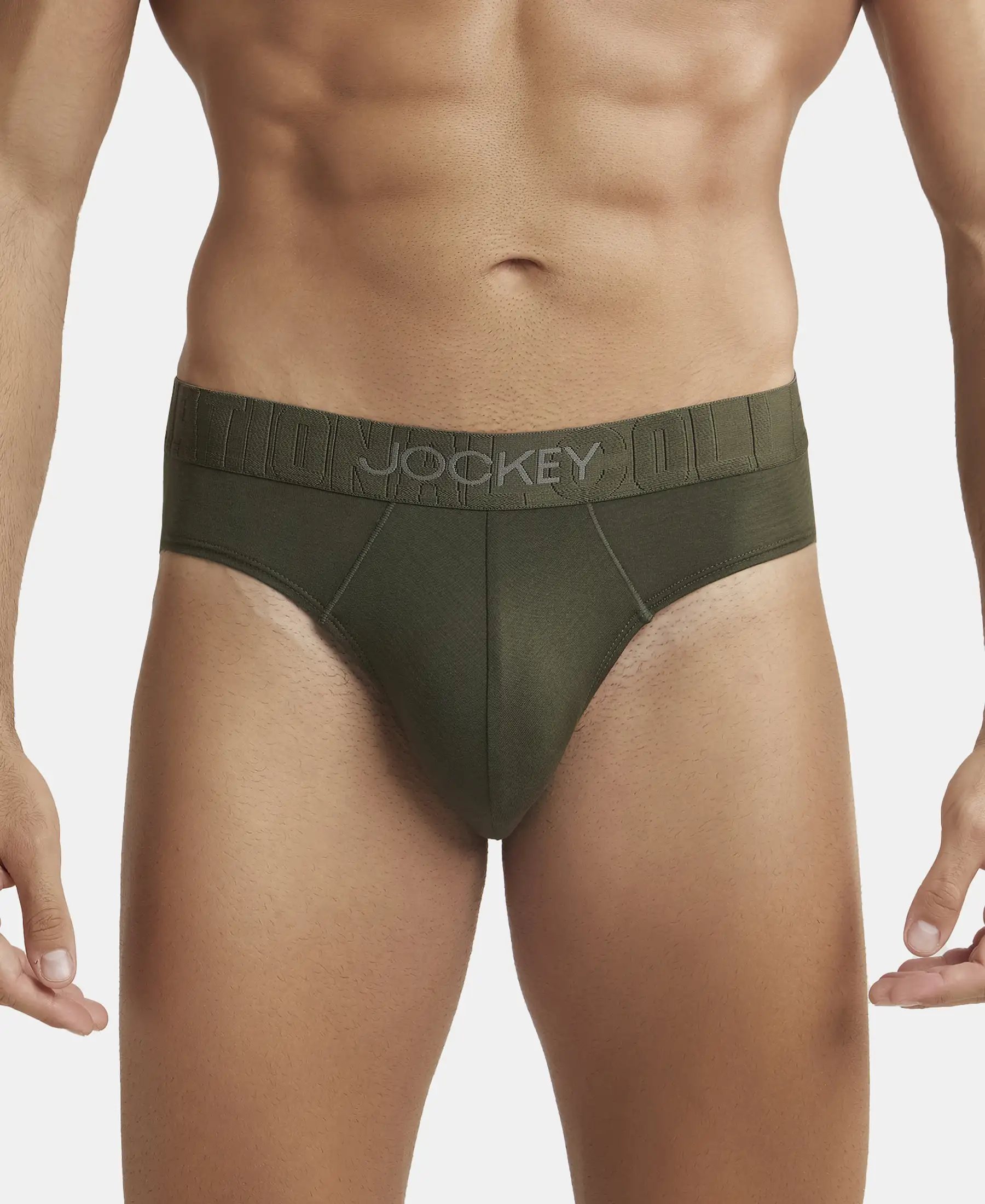 Supima Cotton Elastane Stretch Solid Brief with Ultrasoft Waistband - Forest Night