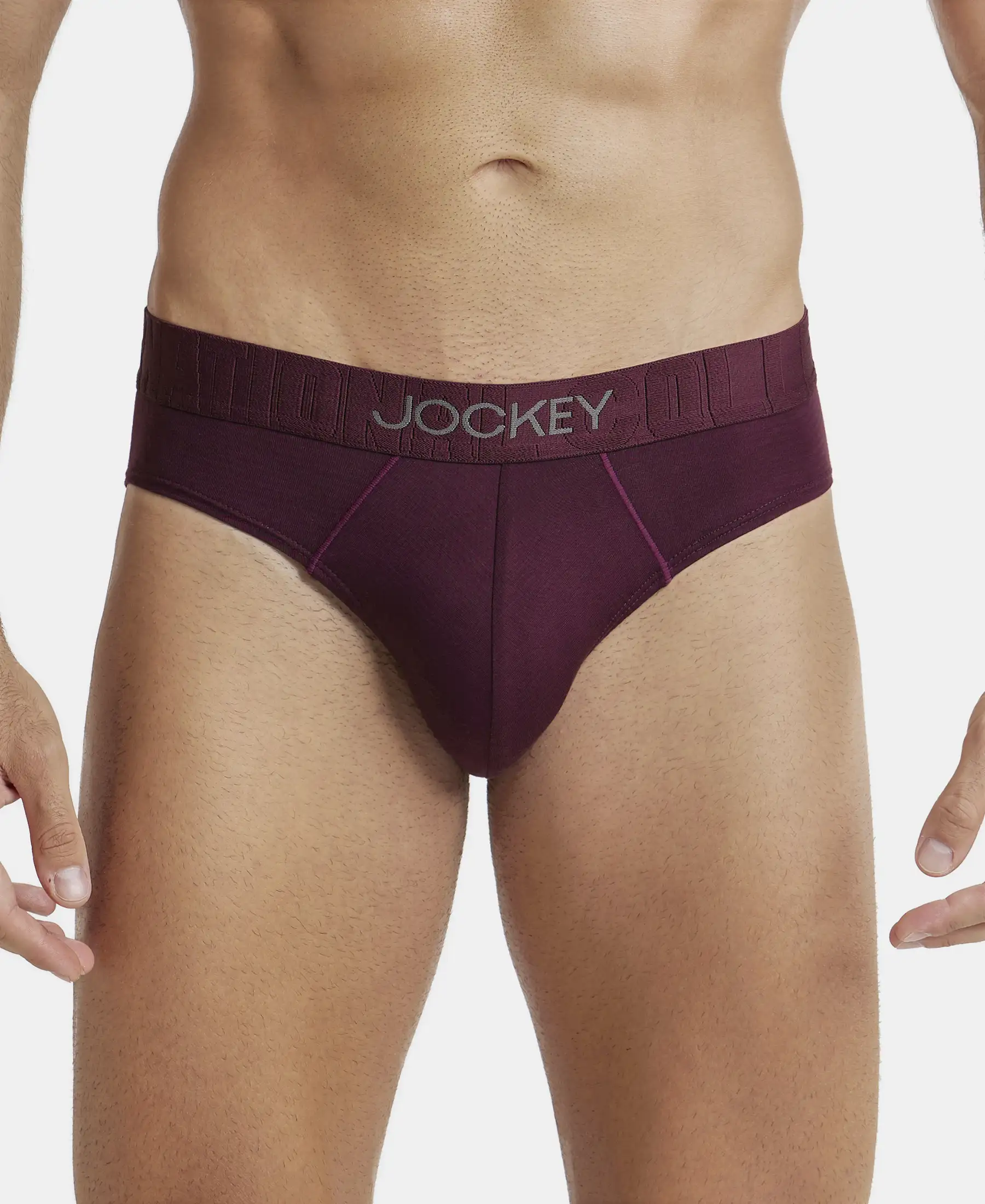 Supima Cotton Elastane Stretch Solid Brief with Ultrasoft Waistband - Wine Tasting