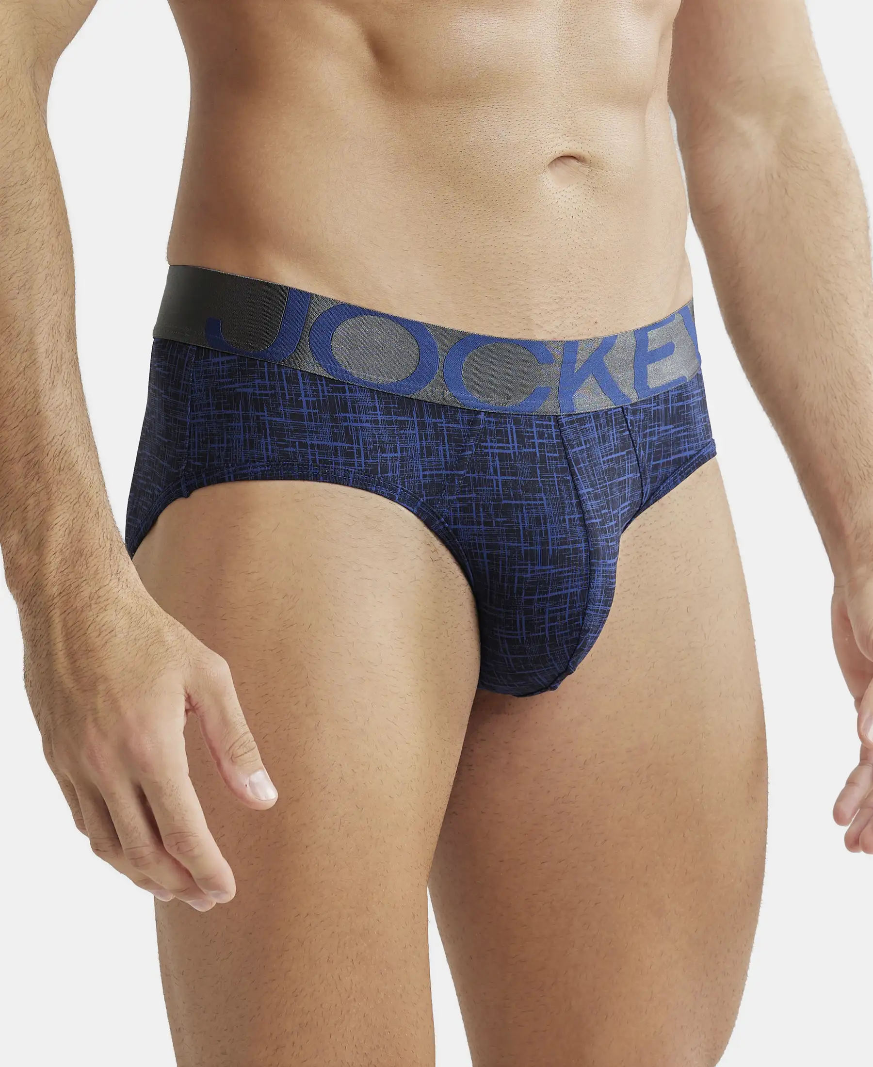 Tactel Microfiber Elastane Stretch Printed Brief with Moisture Move Properties - Rich Royal Blue - Image 2