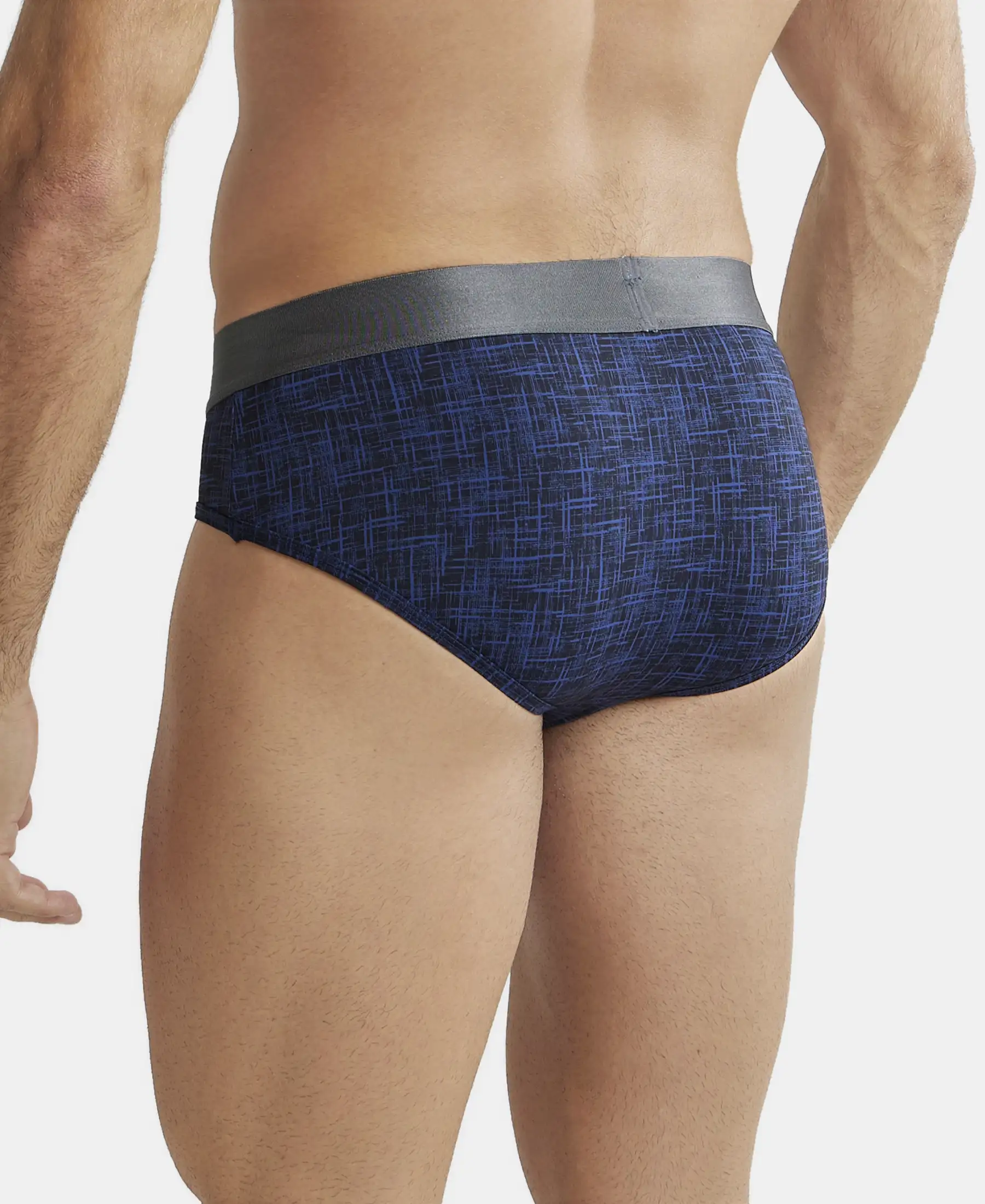 Tactel Microfiber Elastane Stretch Printed Brief with Moisture Move Properties - Rich Royal Blue - Image 3