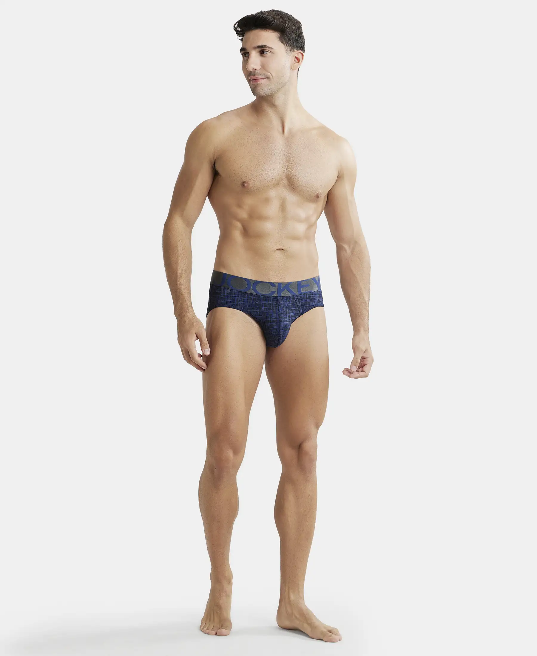 Tactel Microfiber Elastane Stretch Printed Brief with Moisture Move Properties - Rich Royal Blue - Image 4